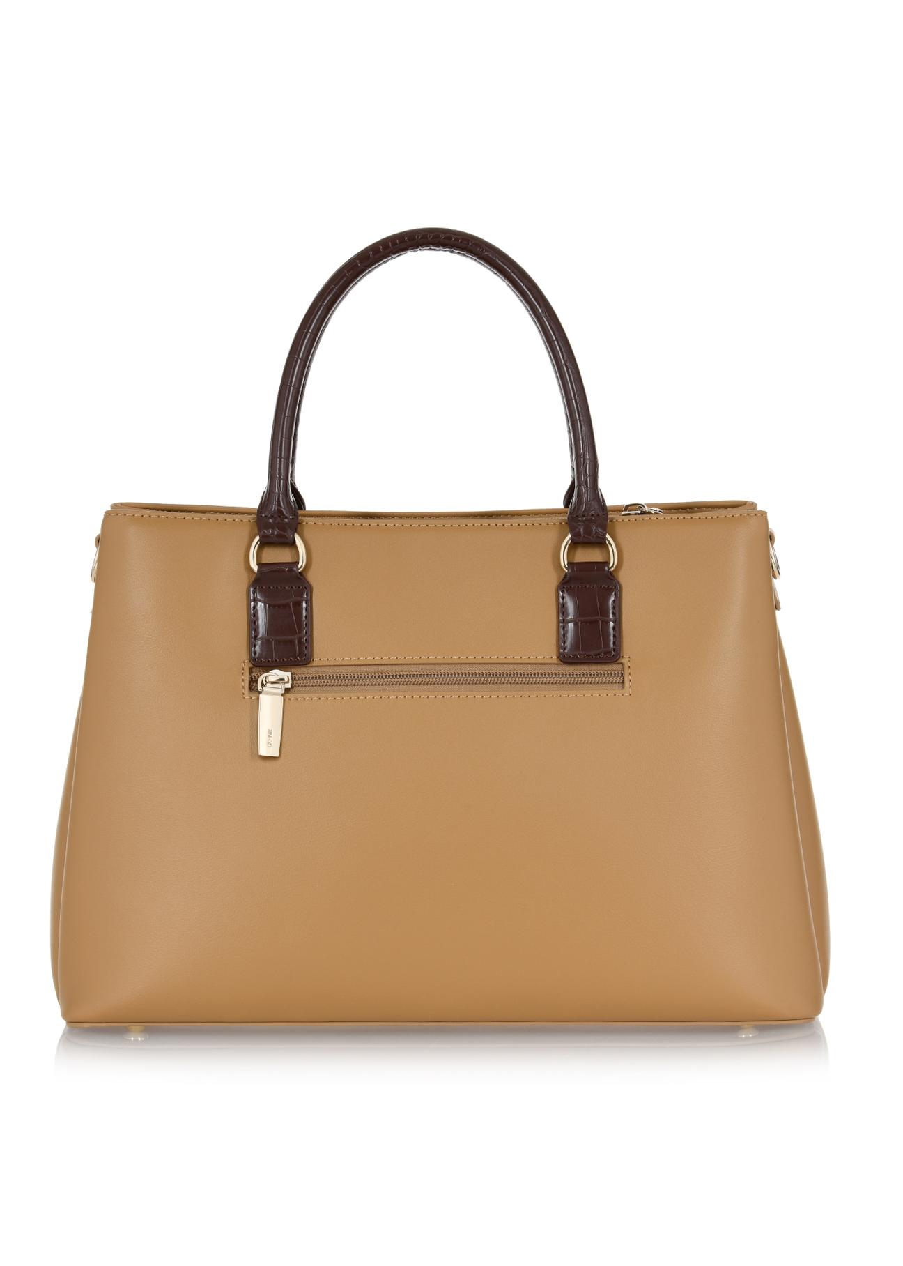 Beige imitation leather shopper bag TOREC-0892-81(W24)-02