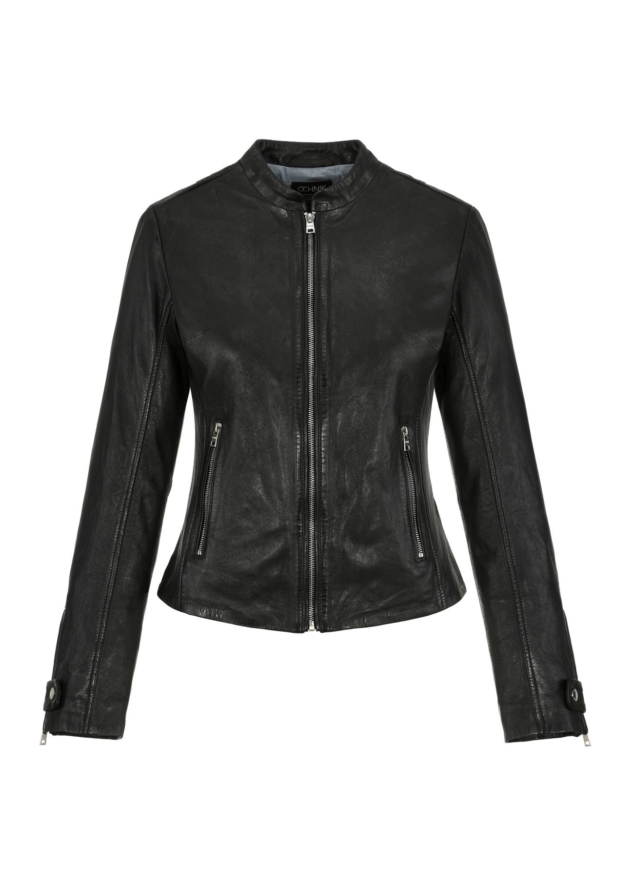 Women's black leather jacket KURDS-0473-1351(W24)-03