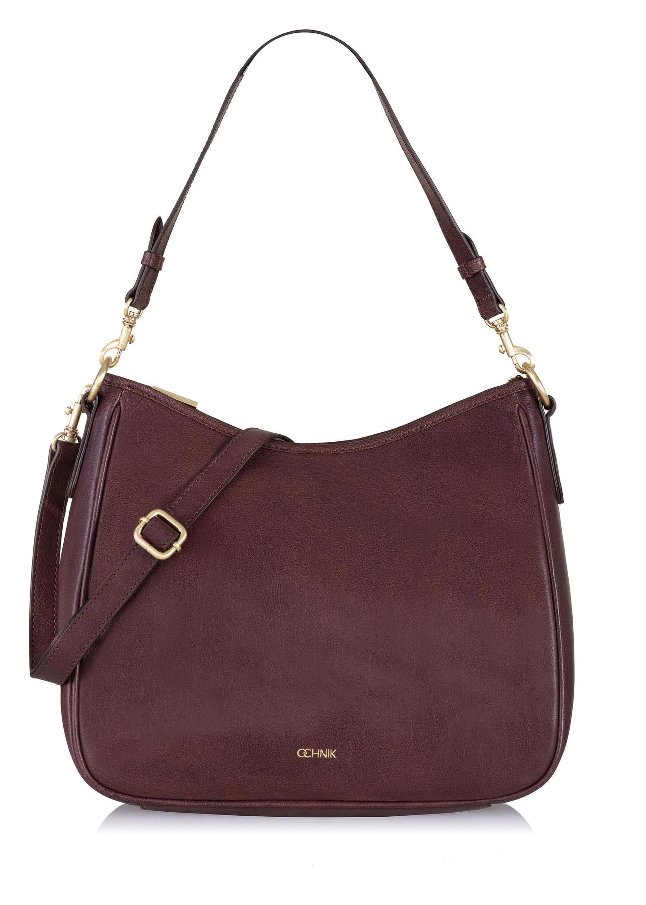 Brown leather women's hobo handbag TORES-0935-88(Z23)-01