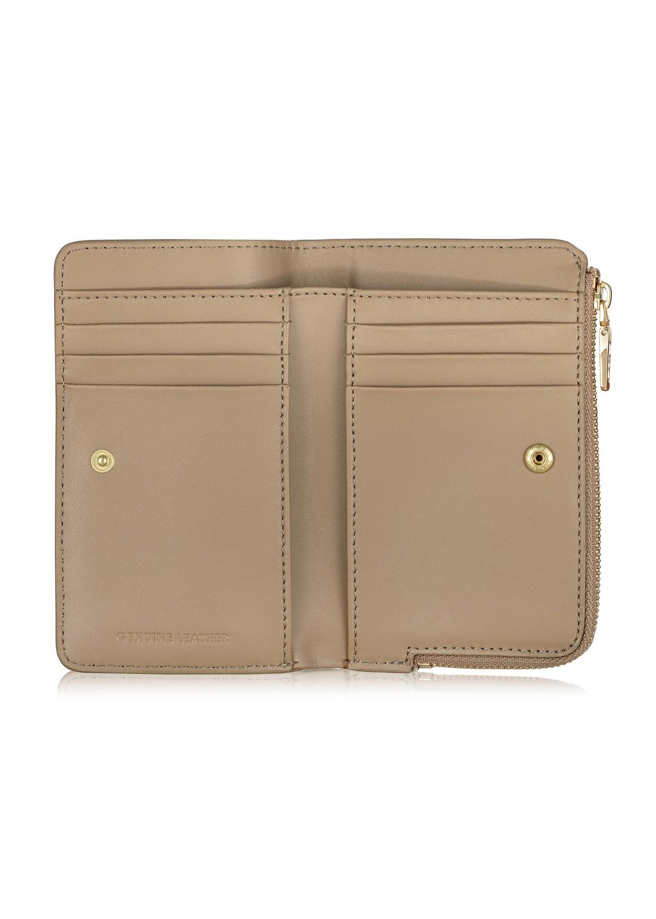 Women's beige leather wallet PORES-0904-80(W24)-05