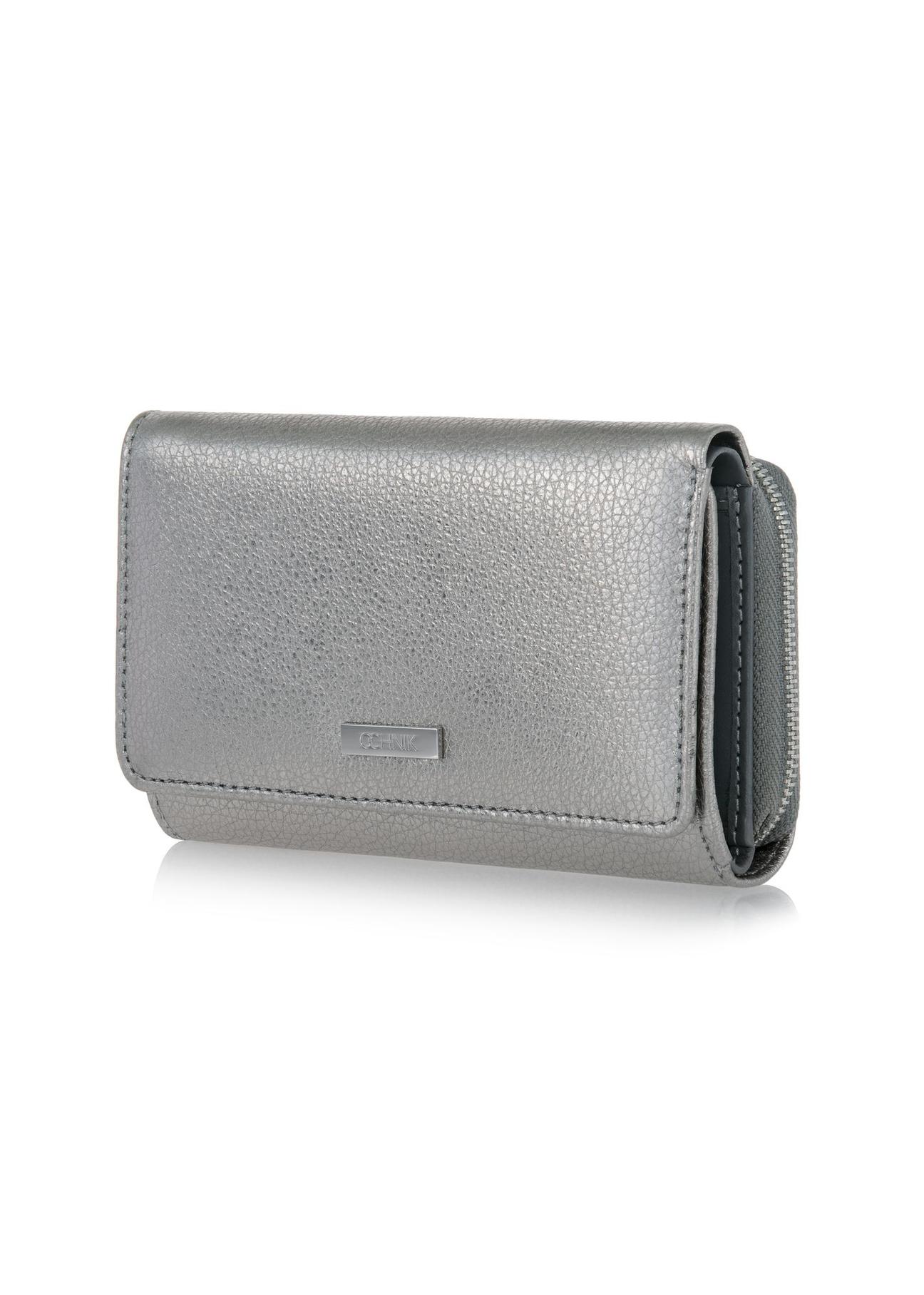 Women's silver leather wallet PORES-0801B-92(W23)-03