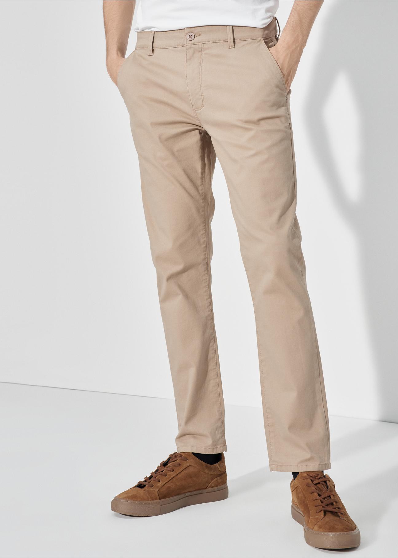 Beige men's chinos SPOMT-0087-24(W24)-01