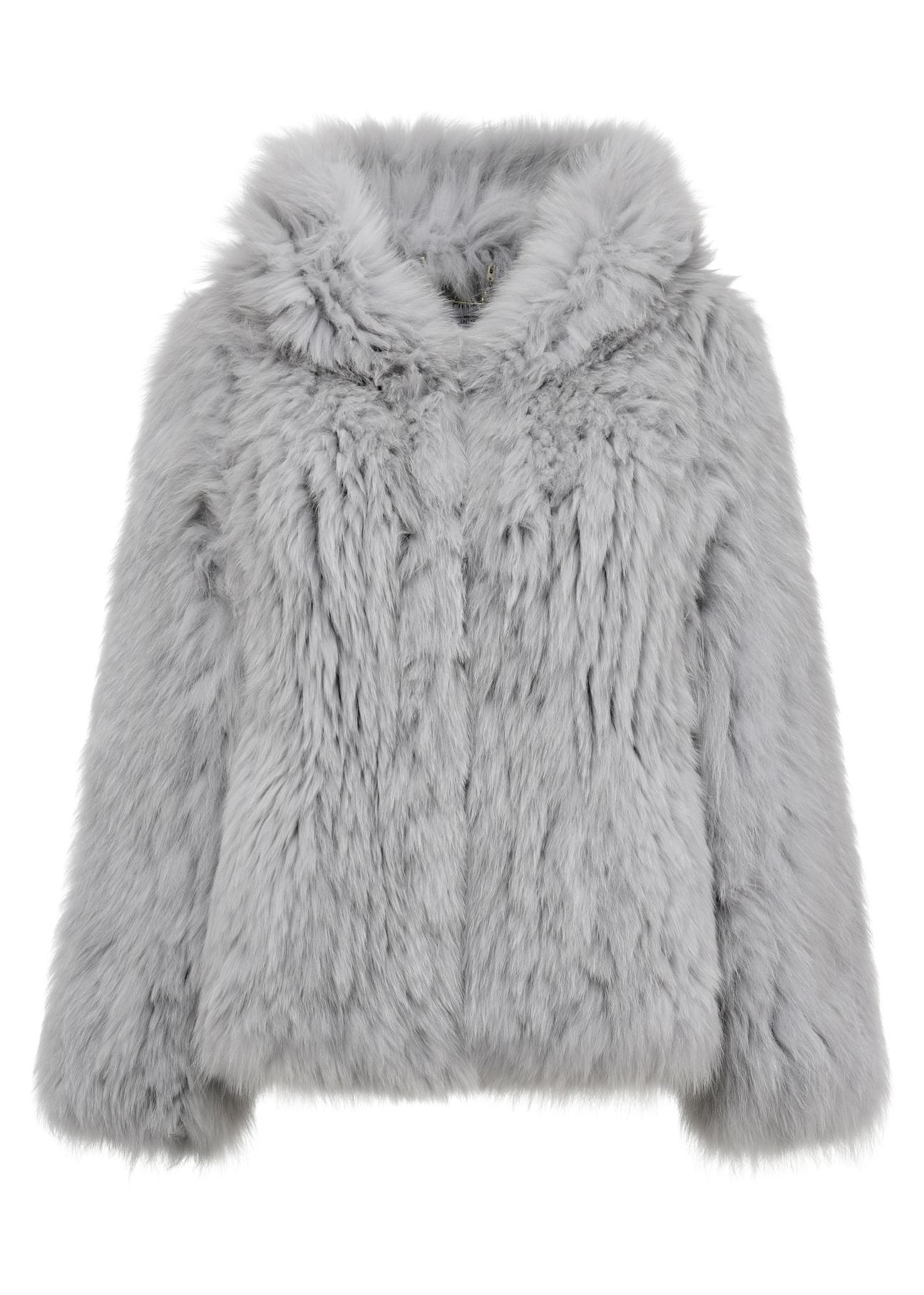 Gray natural women's fur coat FUTDF-0105-5460(Z24)-05