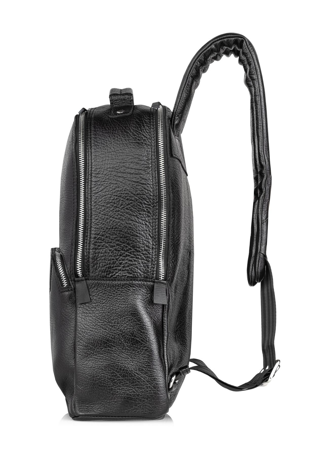 Large black leather men's backpack PLCMS-0019-99(W24)-04