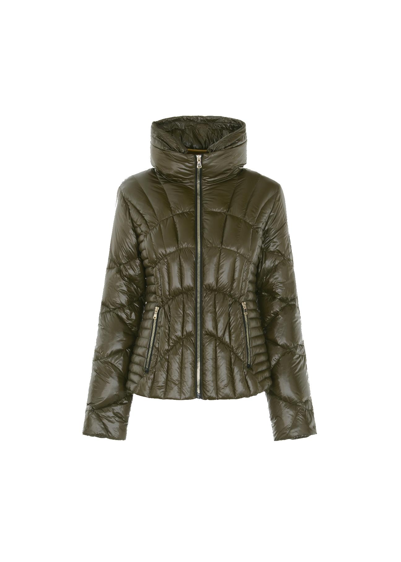 Women's quilted olive jacket KURDT-0320-54(Z21)-03