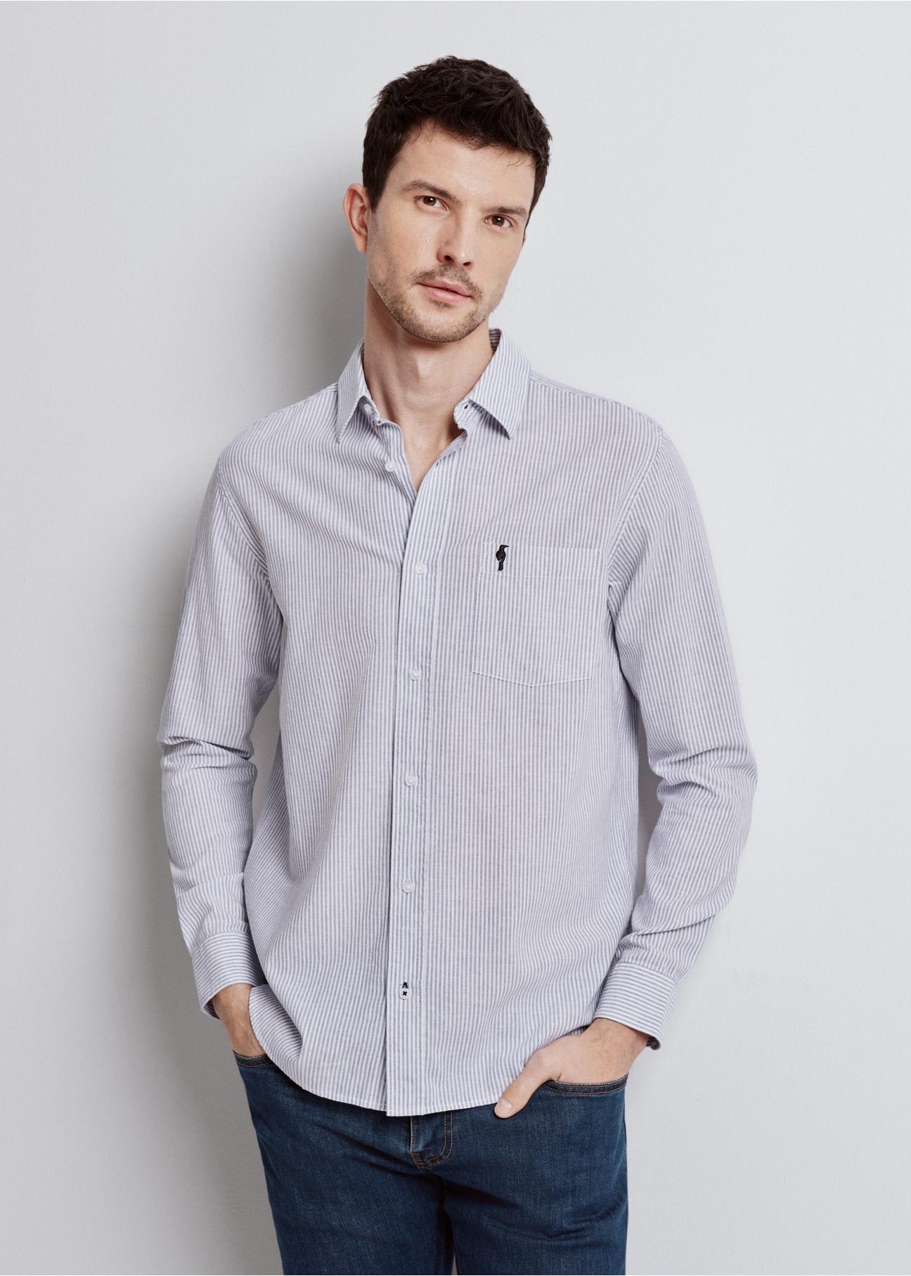 Blue striped men's shirt KOSMT-0324-61(W24)-03