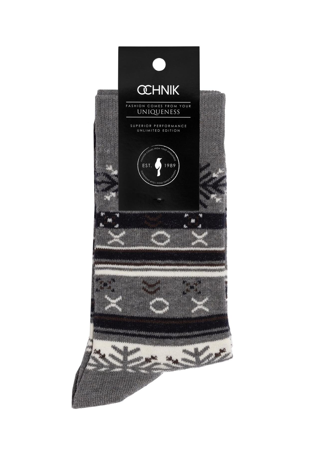 Men's grey Christmas socks SKAMT-0181-91(Z24)-02