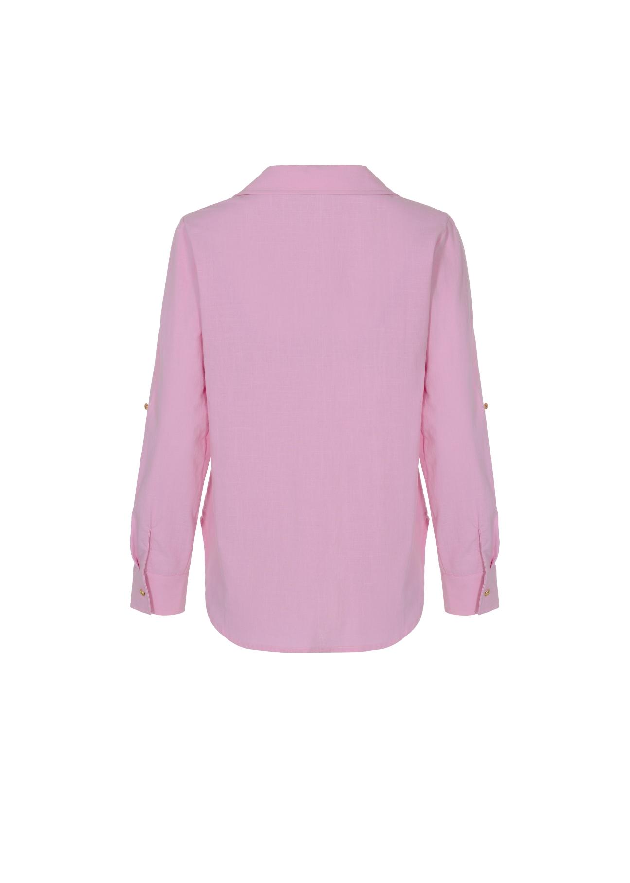 Pink cotton shirt for women KOSDT-0092-34(W22)-03