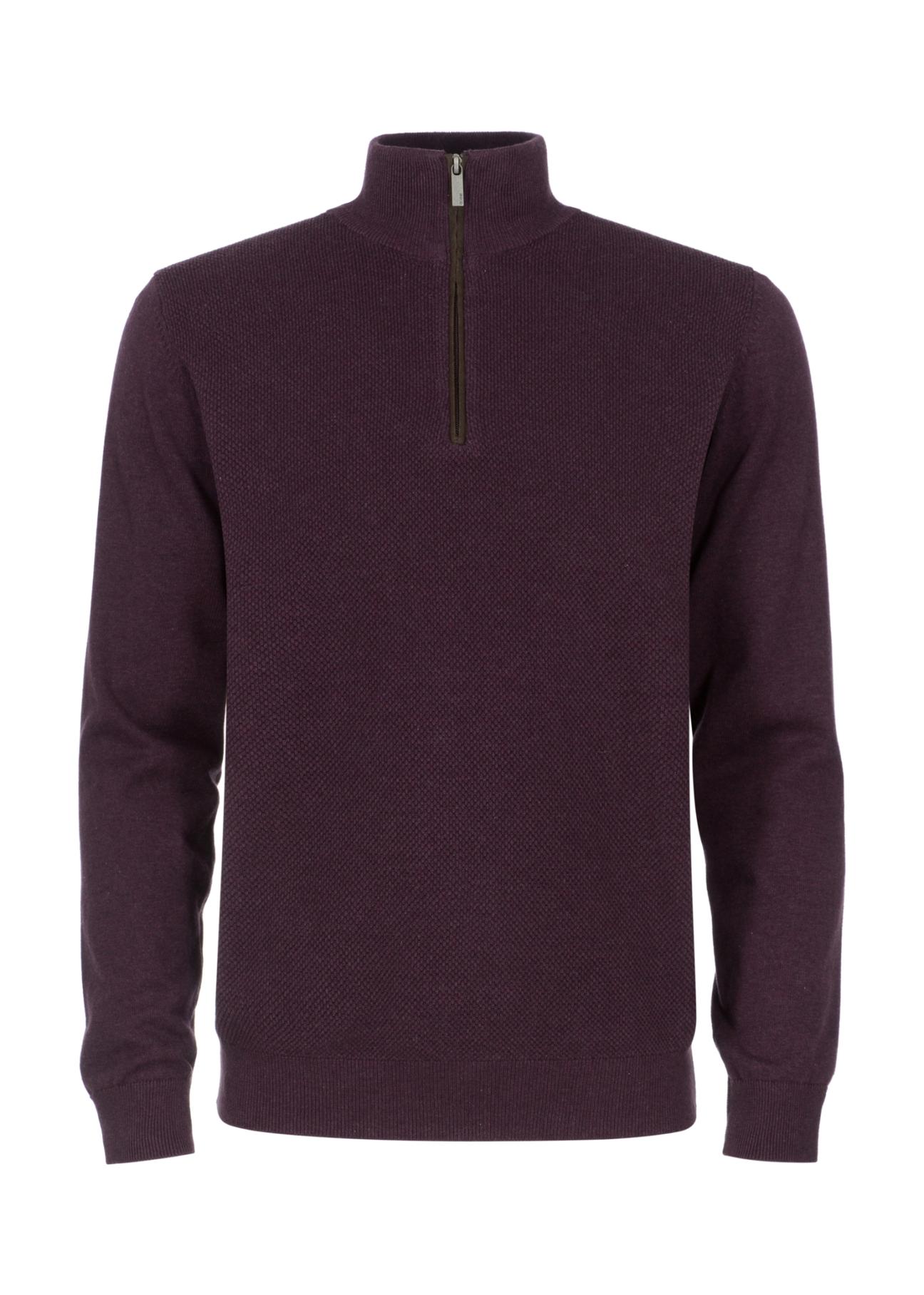 Men's cotton burgundy sweater SWEMT-0132-49(Z23)-03