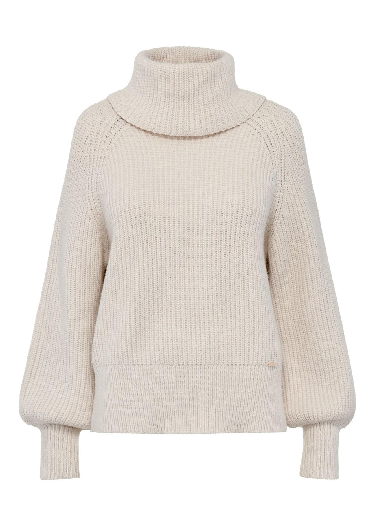 Beige women's turtleneck sweater SWEDT-0208-80(Z24)-04