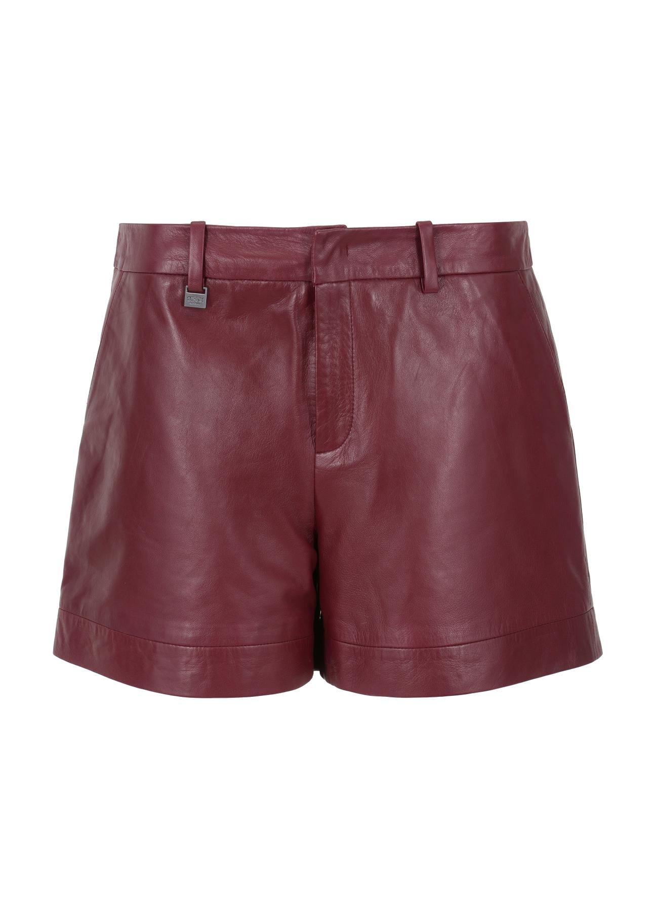 Women's burgundy leather shorts SPODS-0007-1337(Z23)-05