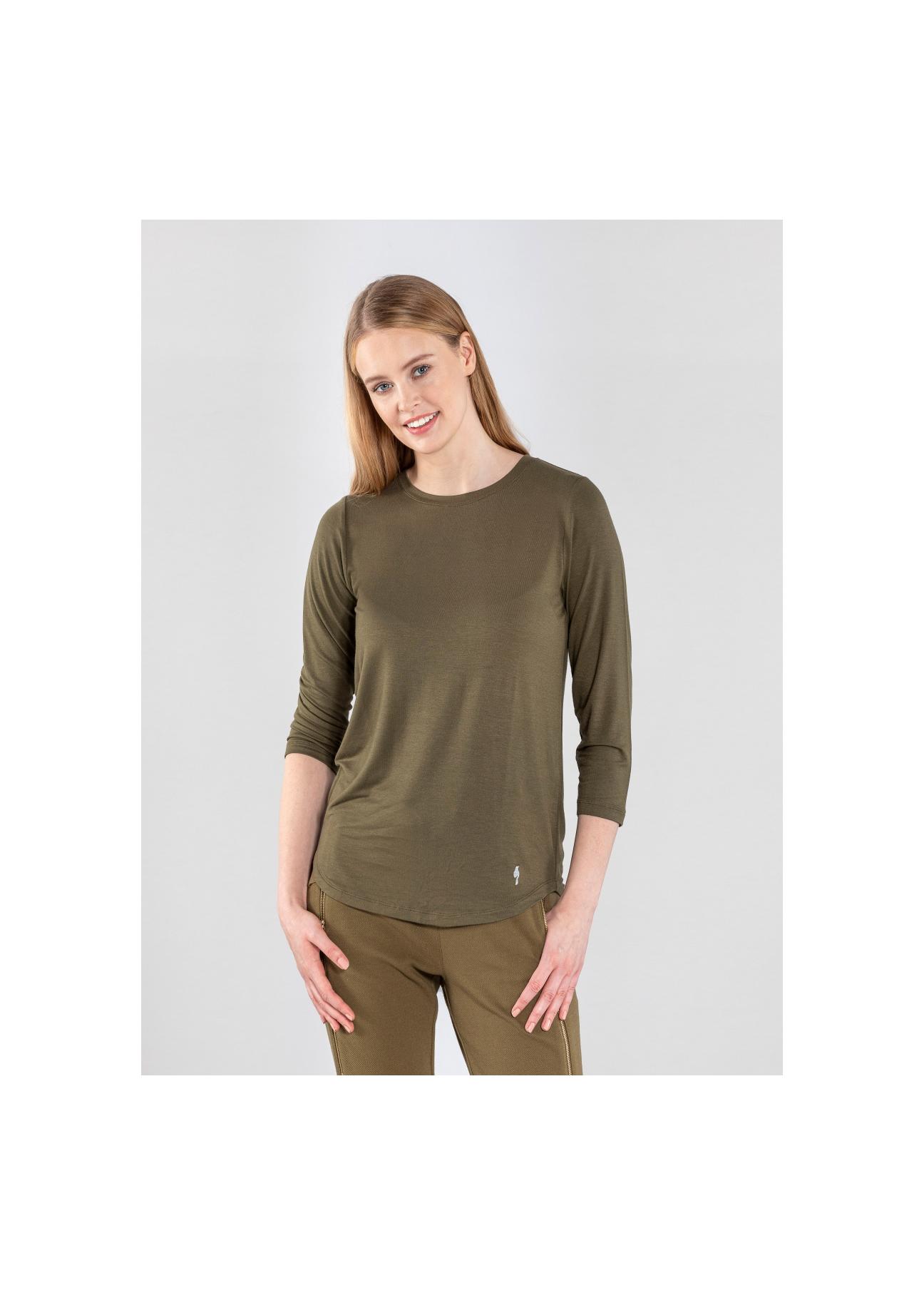 Loose women's blouse in khaki color LSLDT-0015-55(Z20)-01