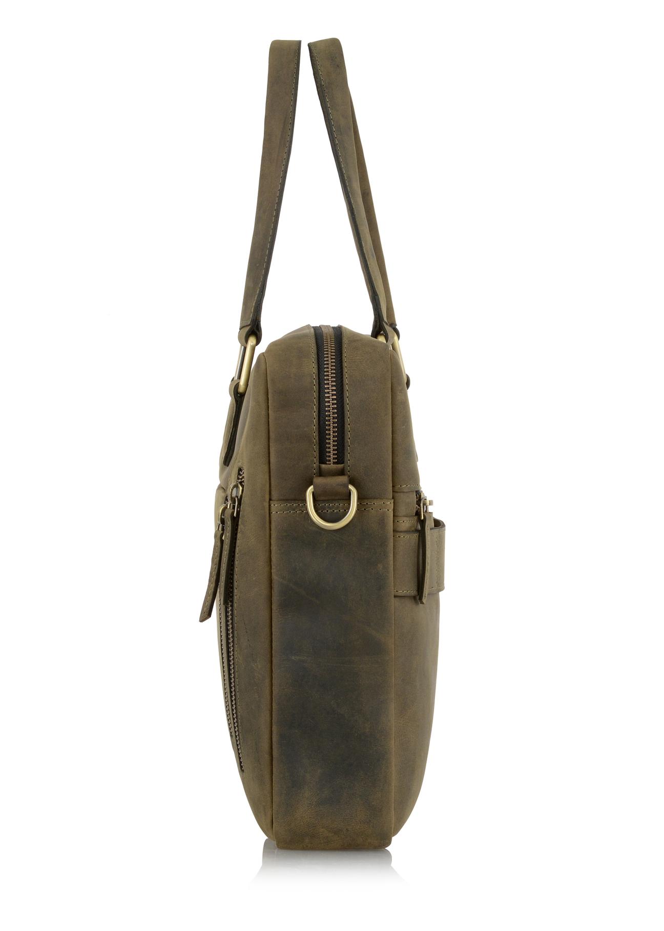 Men's khaki leather bag TORMS-0321-51(W23)-03