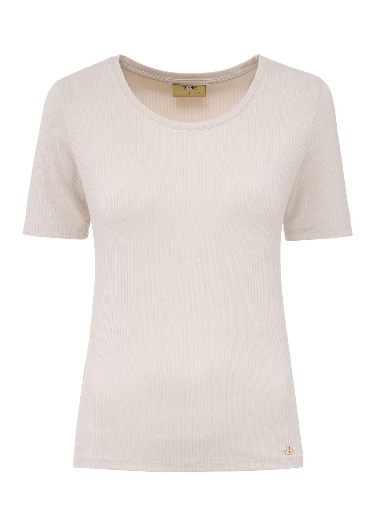 Light beige basic women's T-shirt TSHDT-0114-80(Z24)-01