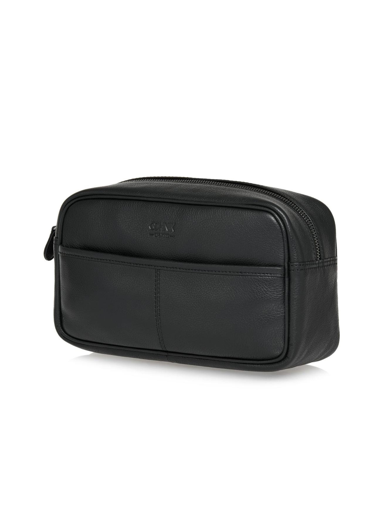 Black men's cosmetic bag with logo TORMS-0182C-99(Z24)-03