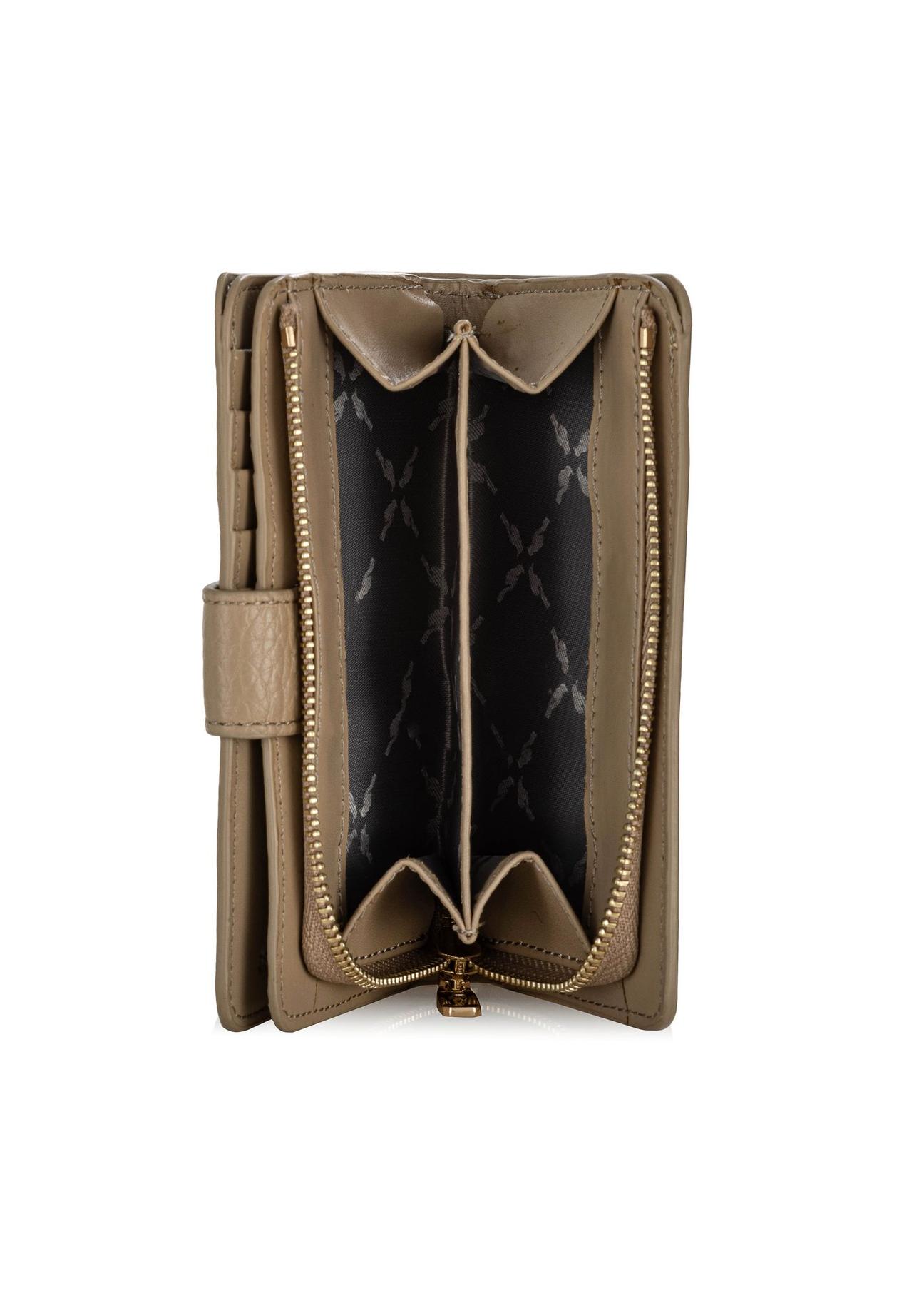 Women's beige leather wallet PORES-0896-80(W24)-06