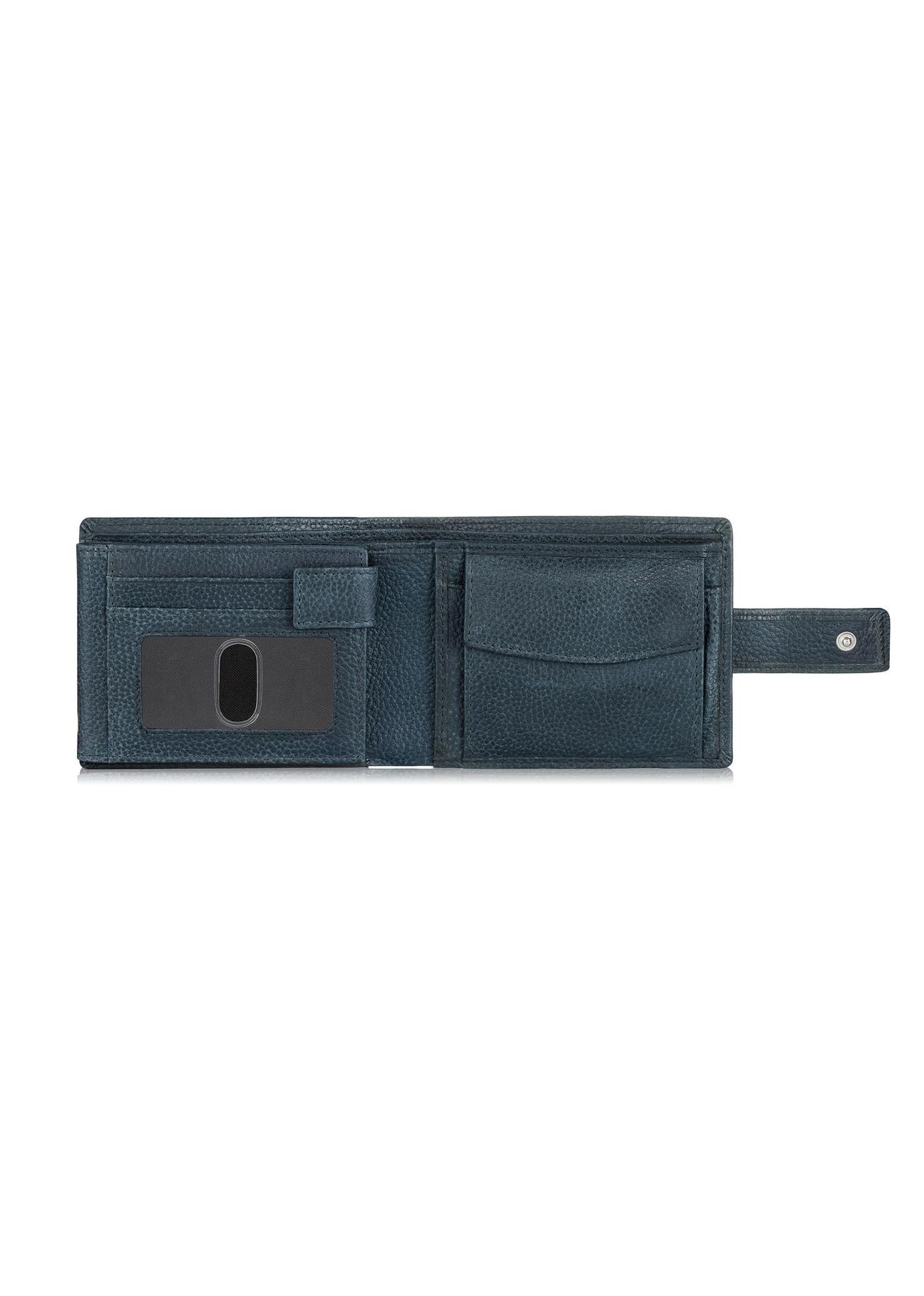 Men's navy blue leather wallet PORMS-0518-69(W23)-04