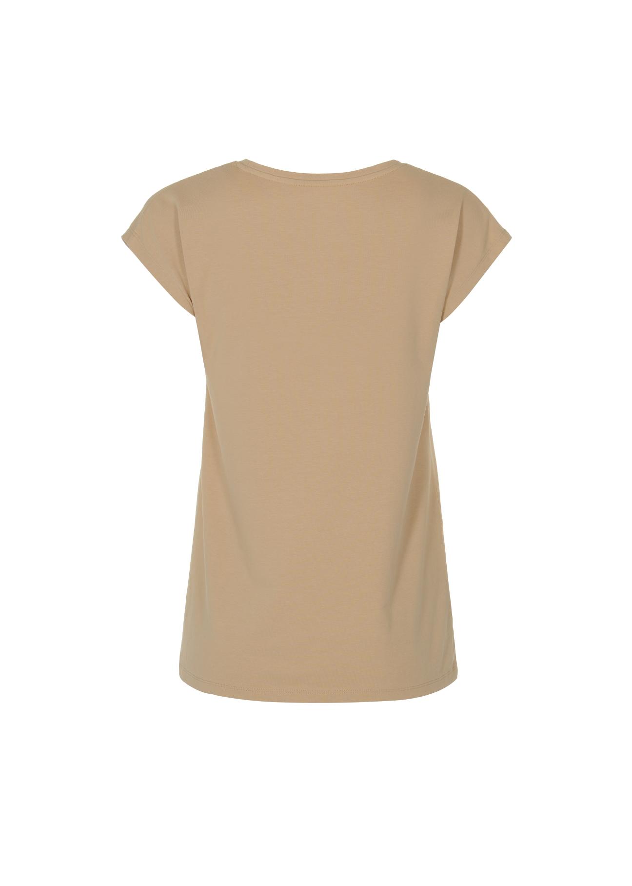 Beige Women's V-neck T-shirt TSHDT-0083-80(W22)-02