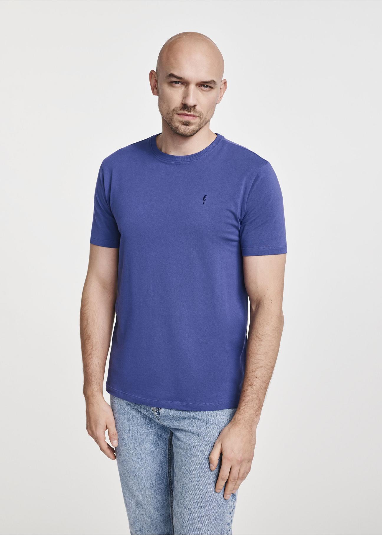 Blue cotton men's T-shirt TSHMT-0120-61(W25)-02