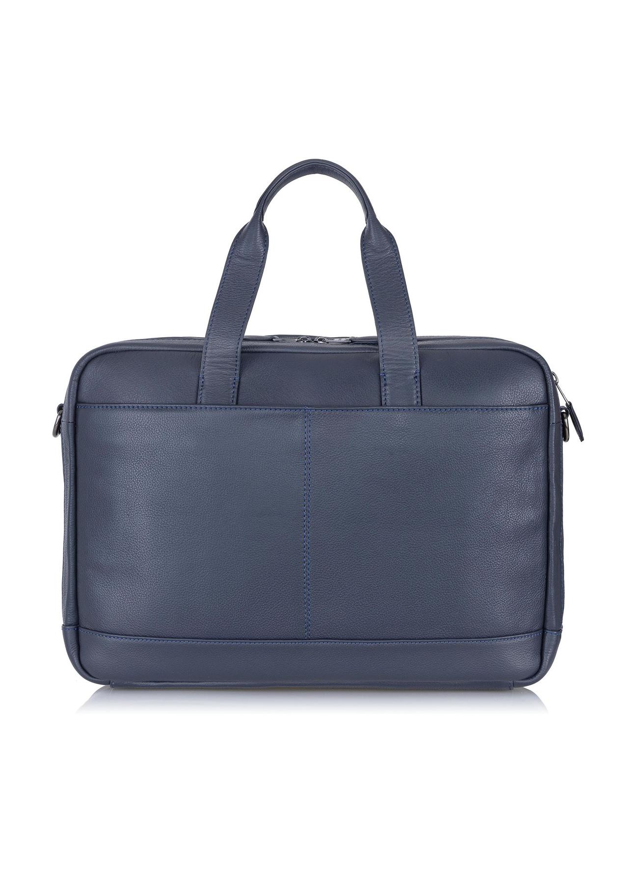 Capacious navy blue leather men's bag TORMS-0015A-69(W24)-04