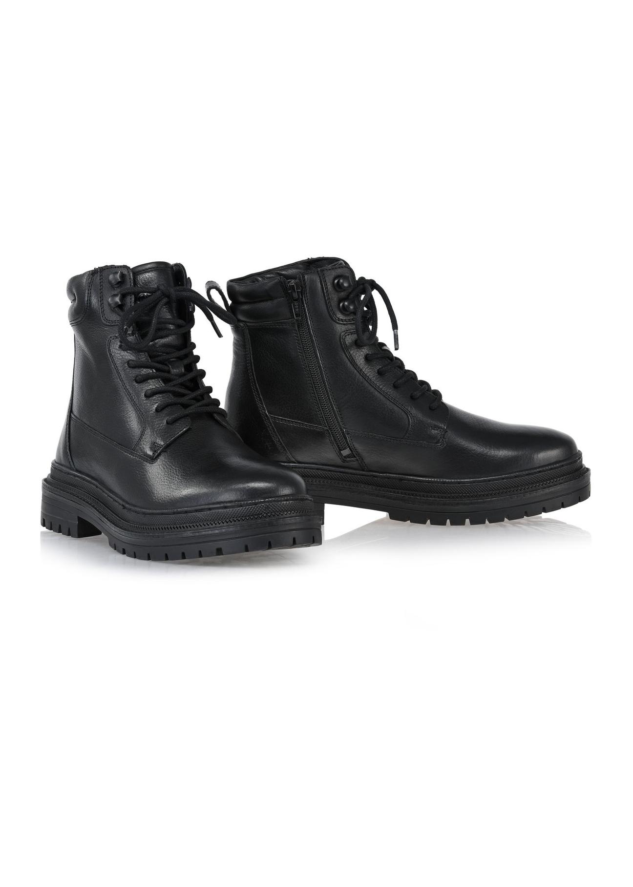 Black leather men's ankle boots BUTYM-0423B-99(Z24)-02