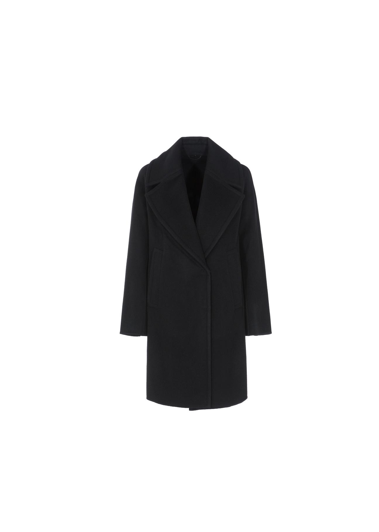 Women's black wool coat PLADT-0036-99(Z20)-02