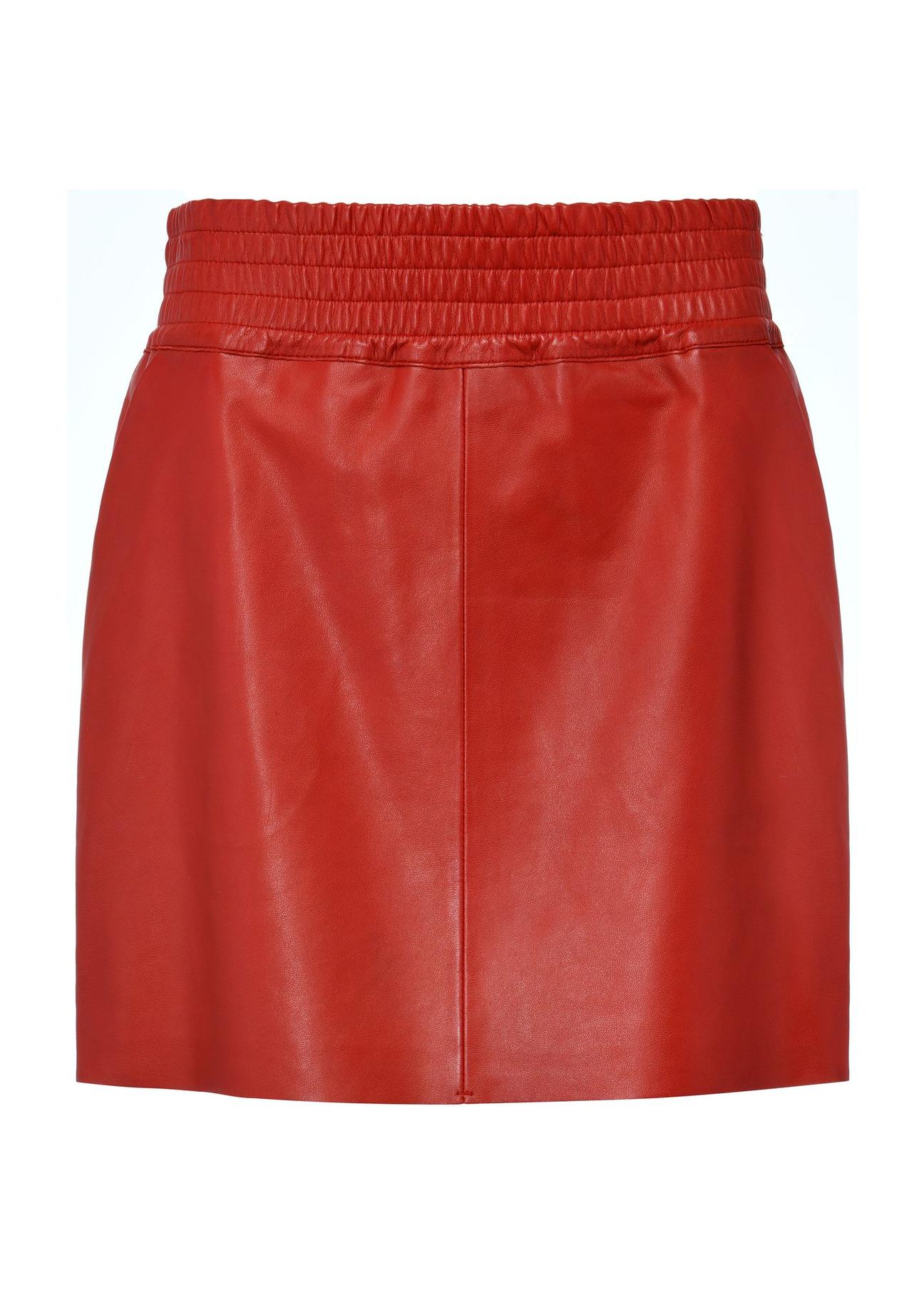 Red leather short skirt SPCDS-0064-2630(Z24)