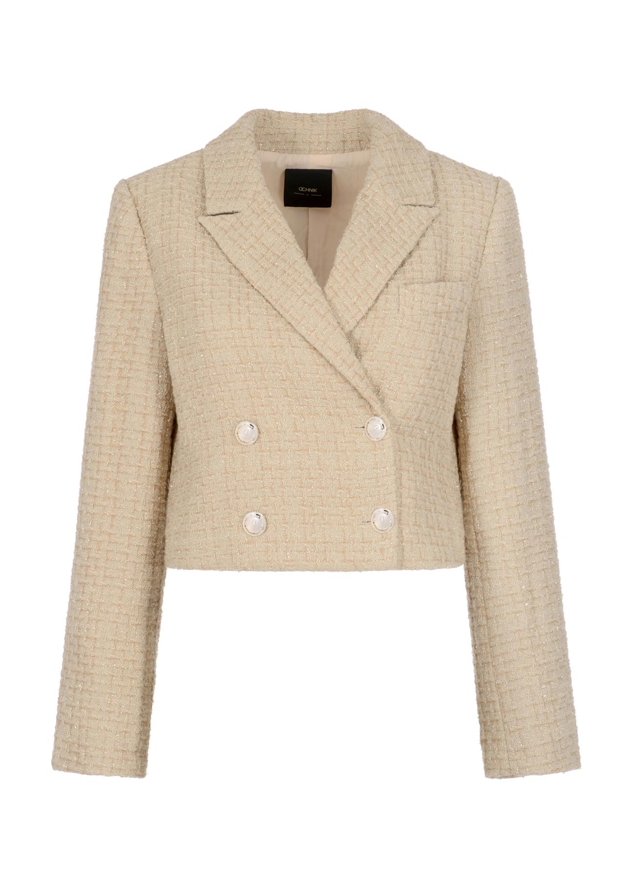 Women's short beige jacket ZAKDT-0029-81(Z23)-04