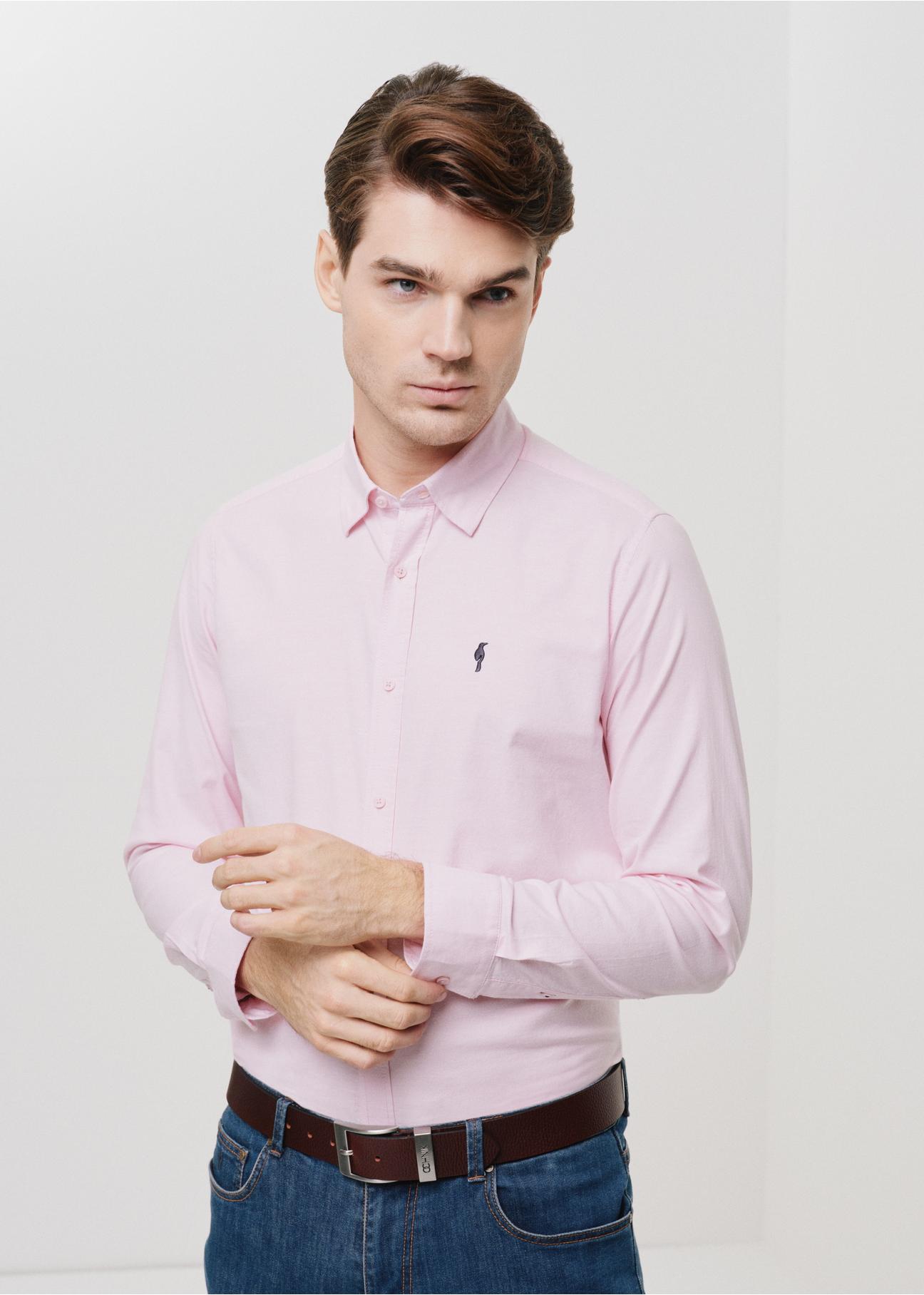 Pink men's shirt KOSMT-0323-34(W24)-01