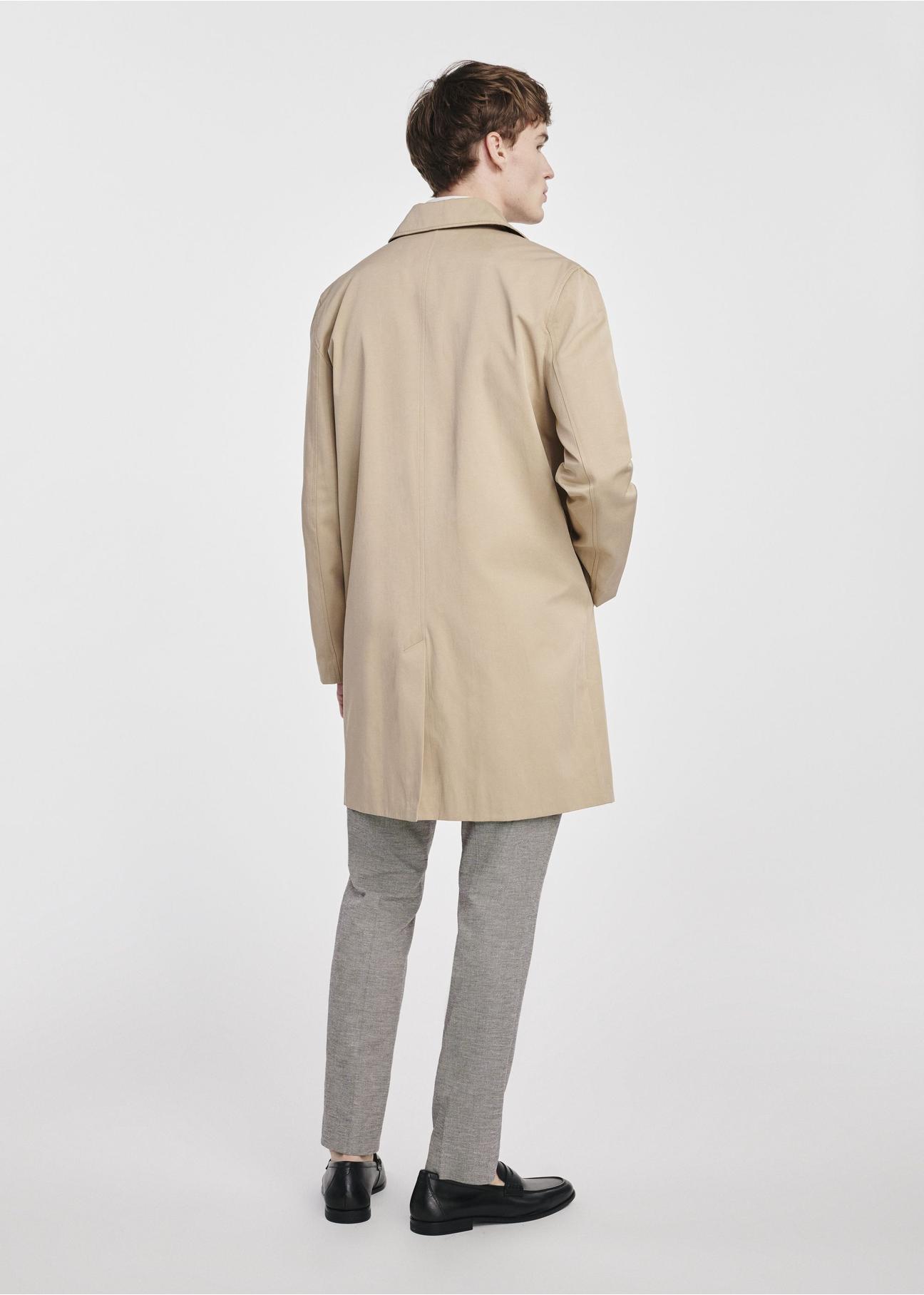 Long beige men's transitional jacket KURMT-0372-81(W25)-05