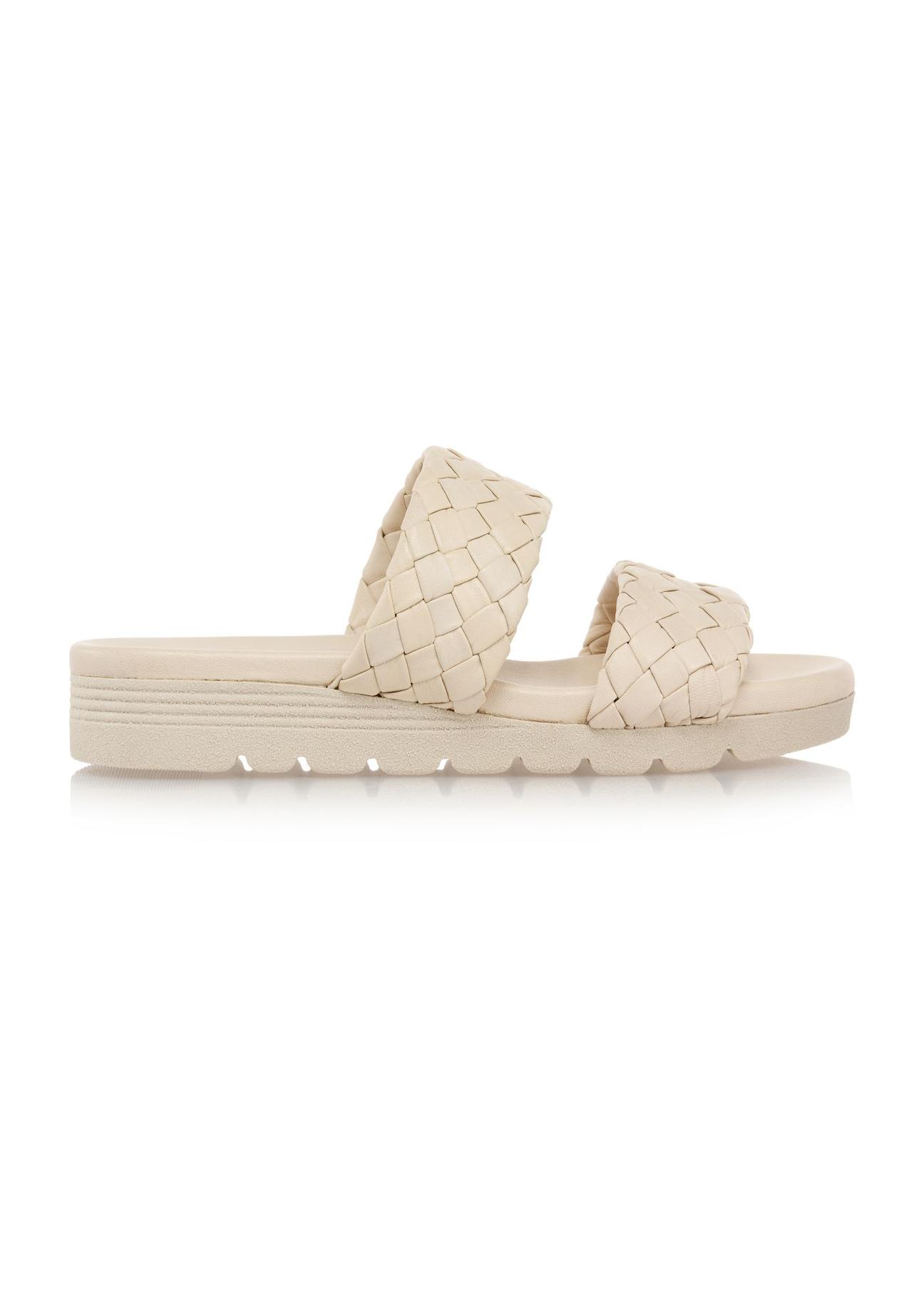 Beige leather platform flip-flops BUTYD-1063-81(W24)-01