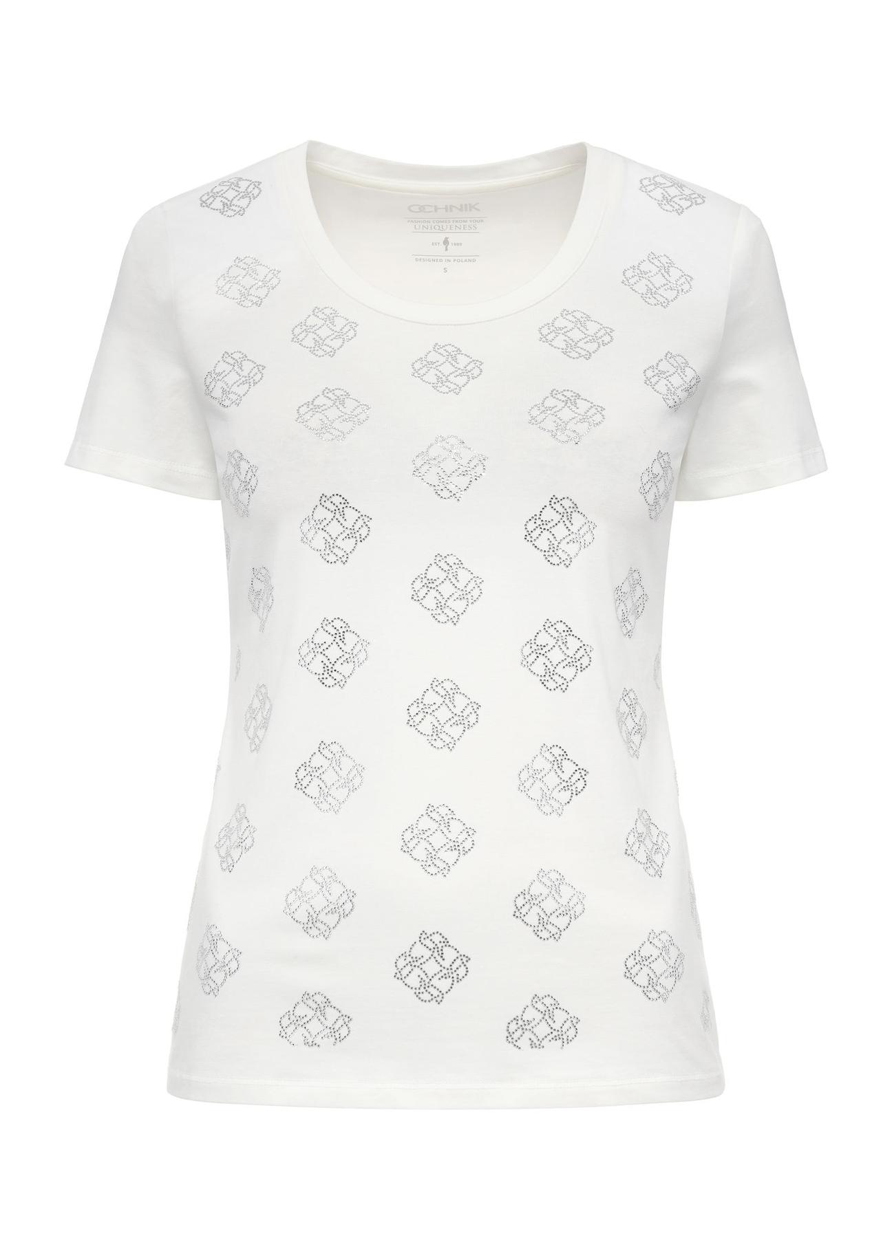 White women's t-shirt with monogram TSHDT-0129-12(Z24)-01