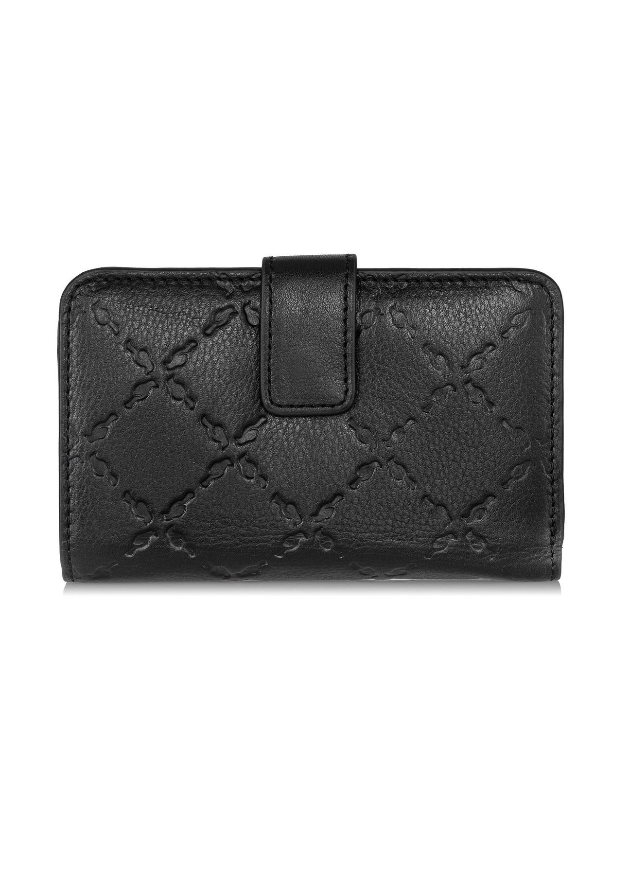 Black leather women's wallet with embossing PORES-0886-99(Z23)-03