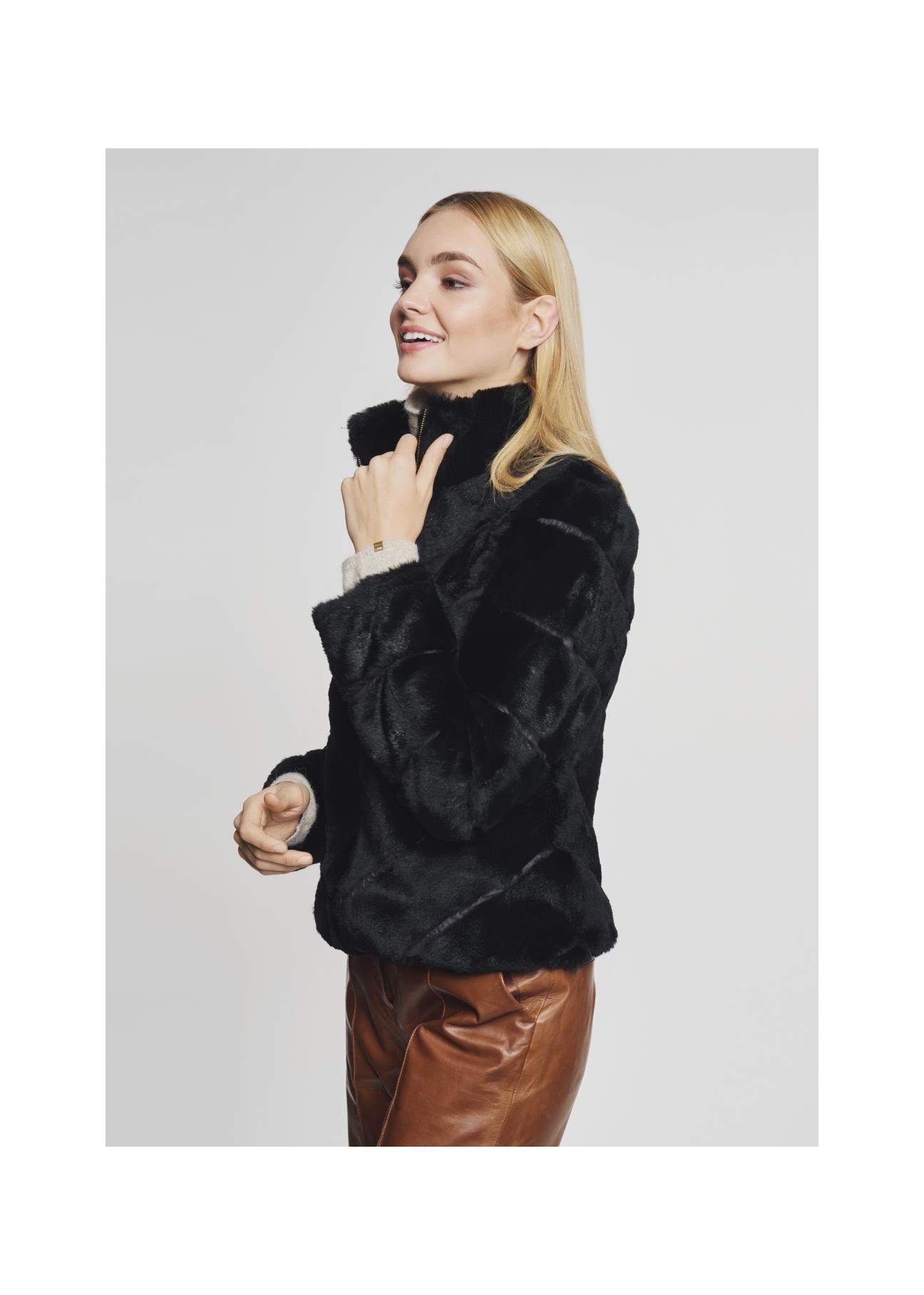 Women's short fur coat with stand-up collar FUTDF-0086-1170(Z21)-03