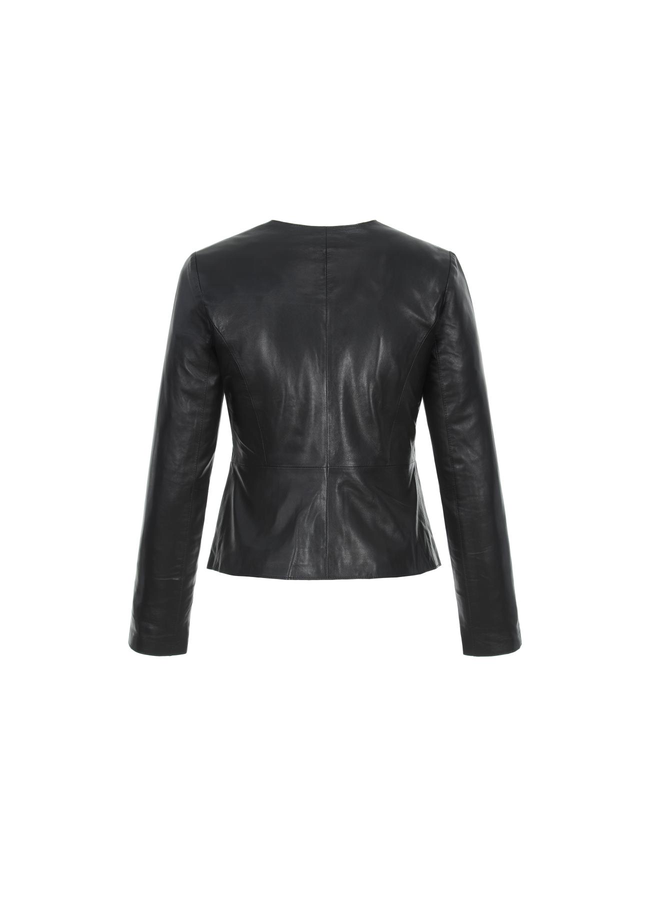 Women's classic black leather jacket KURDS-0232-4229(Z23)-04