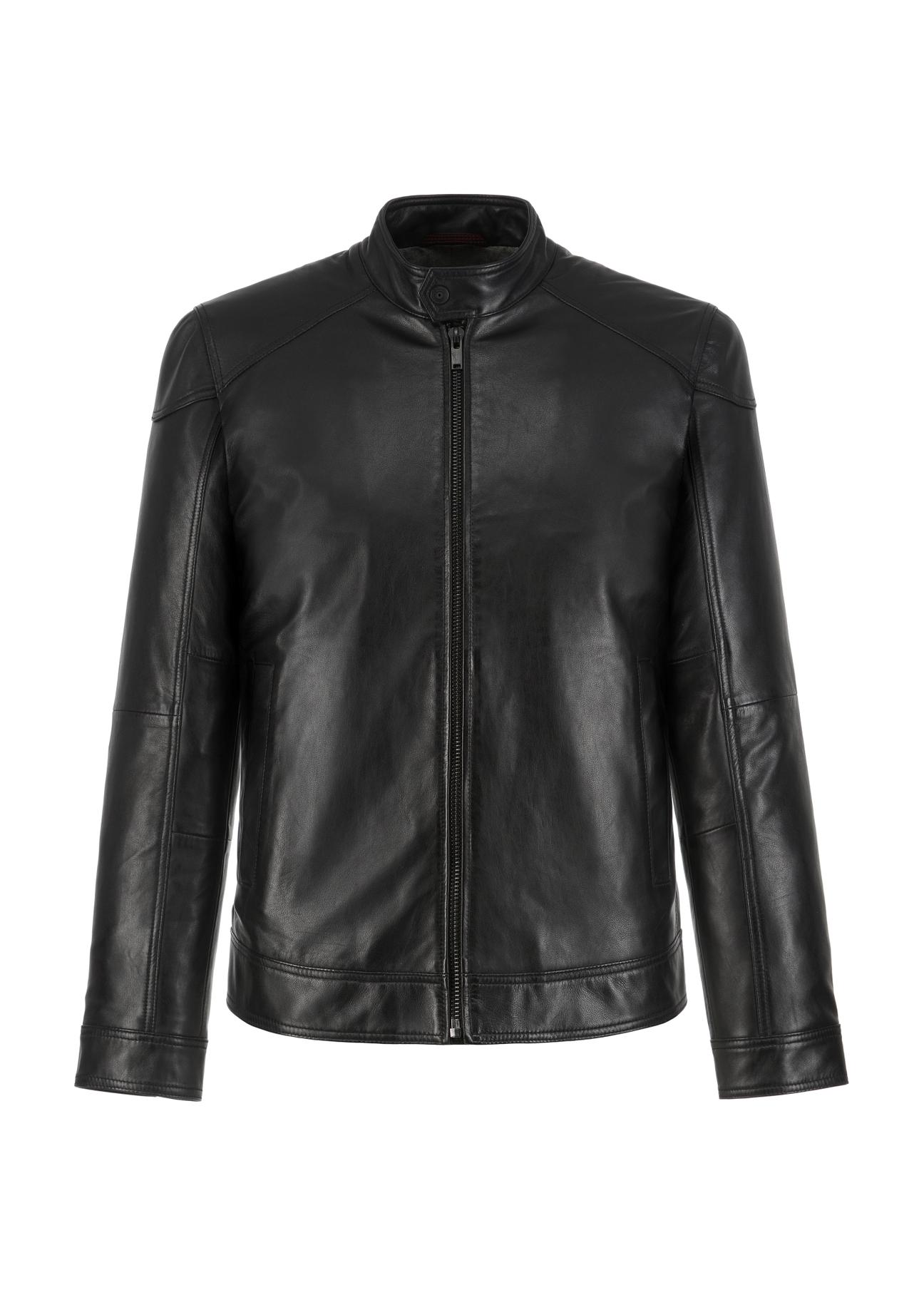 Men's leather jacket with stand-up collar KURMS-0301-1283(W23)-03