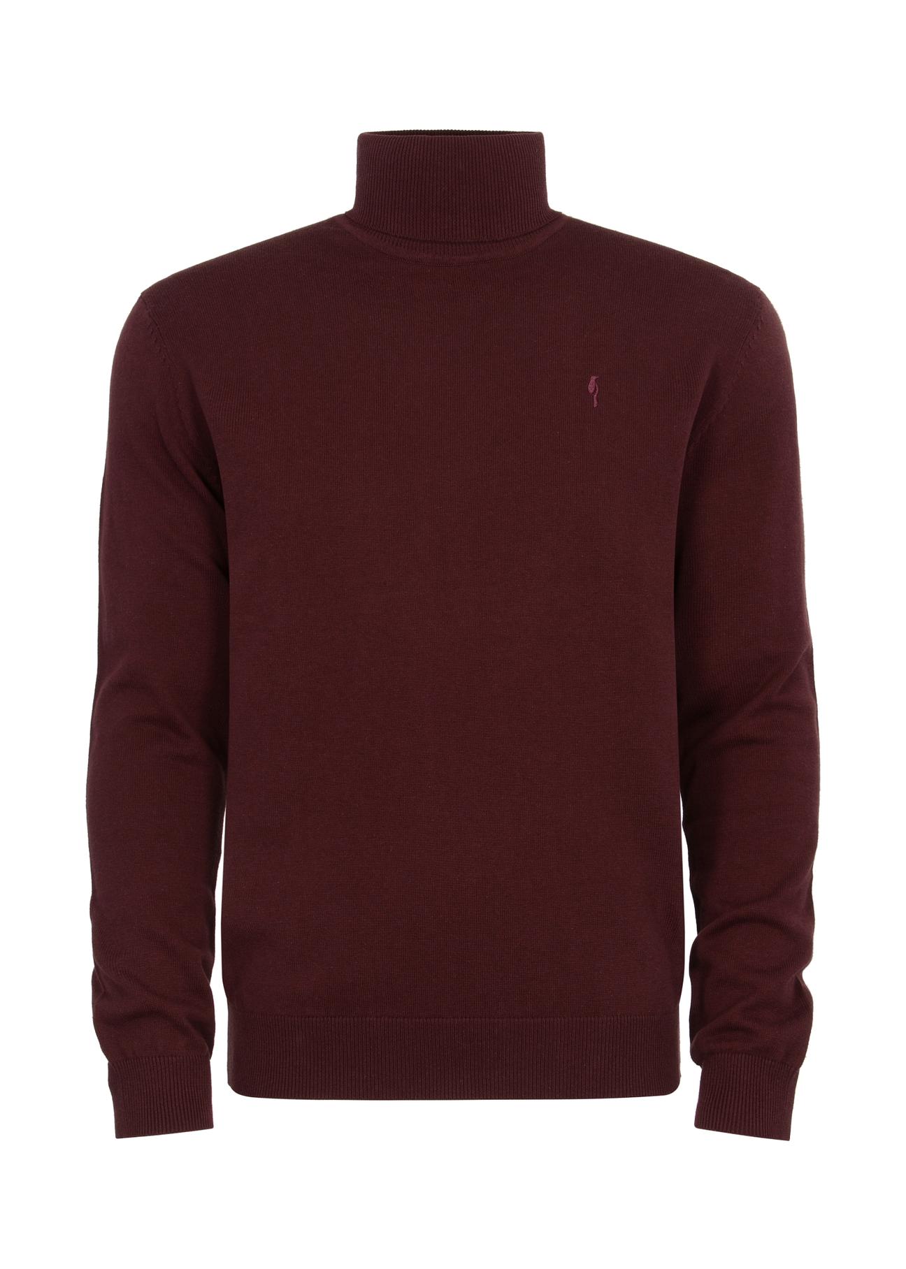 Maroon men's turtleneck sweater SWEMT-0095A-49(Z23)-03