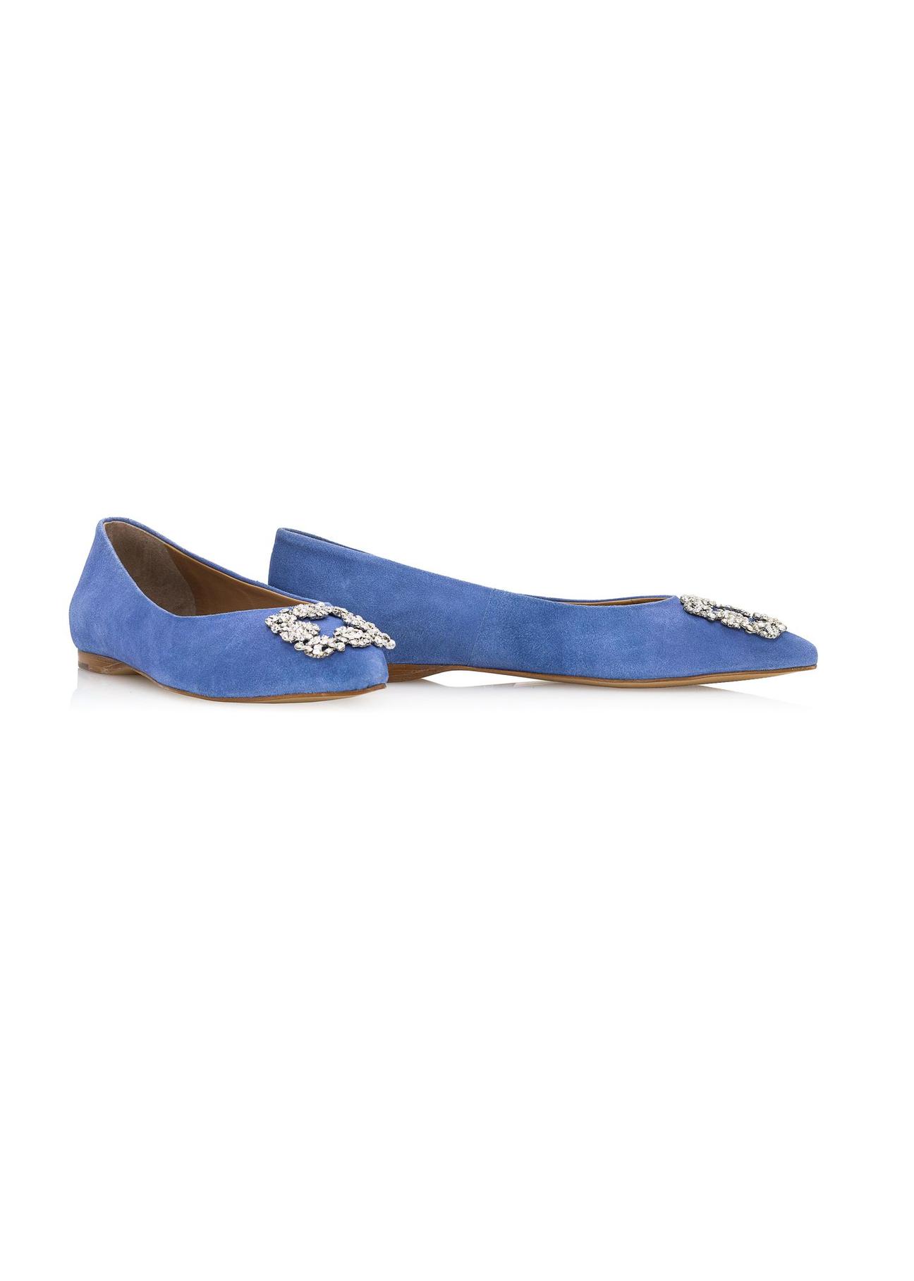 Blue women's ballerinas with buckle BUTYD-0990-61(W23)-02