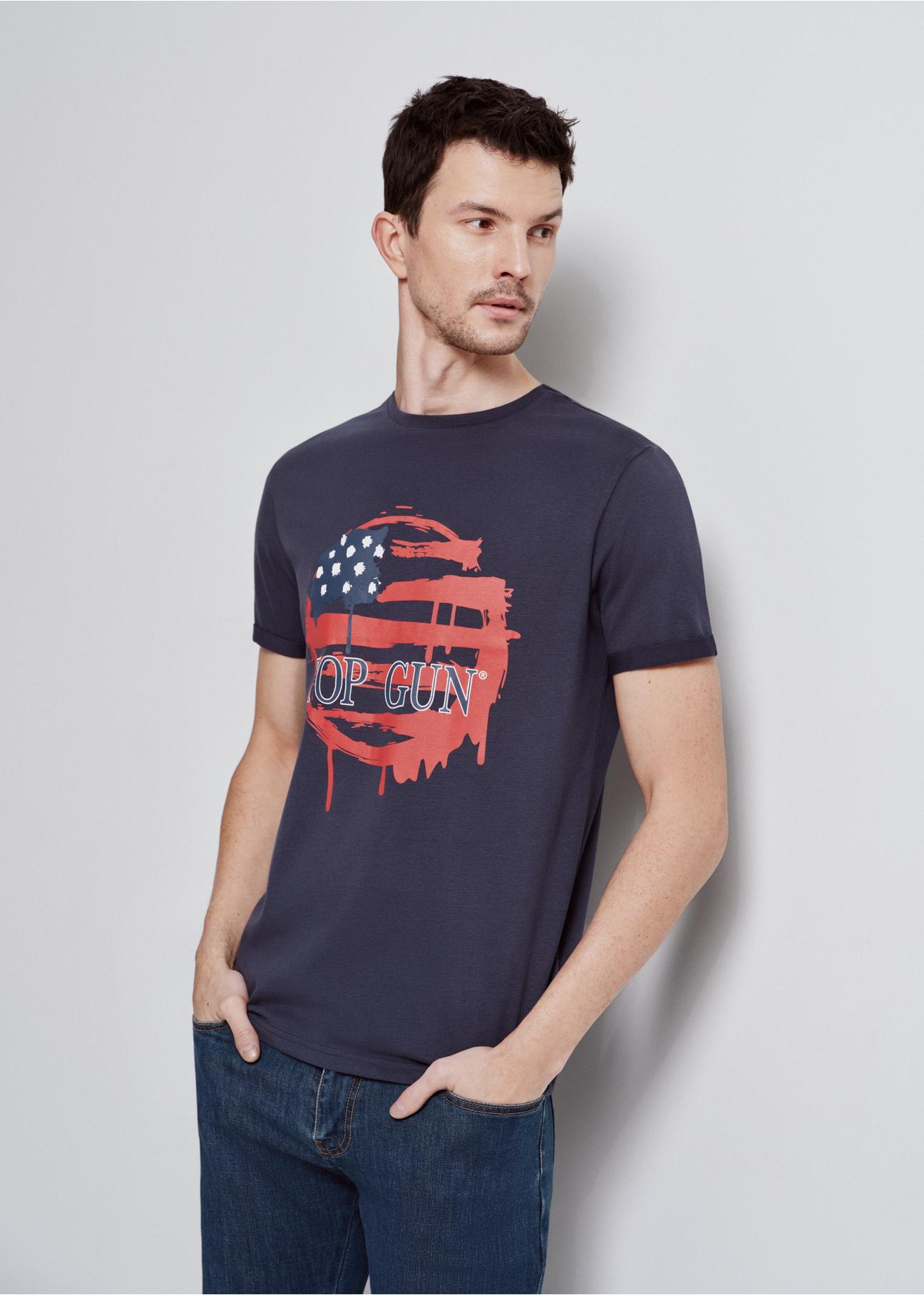 Navy blue TOP GUN men's T-shirt TSHMT-0114-69(W24)-01