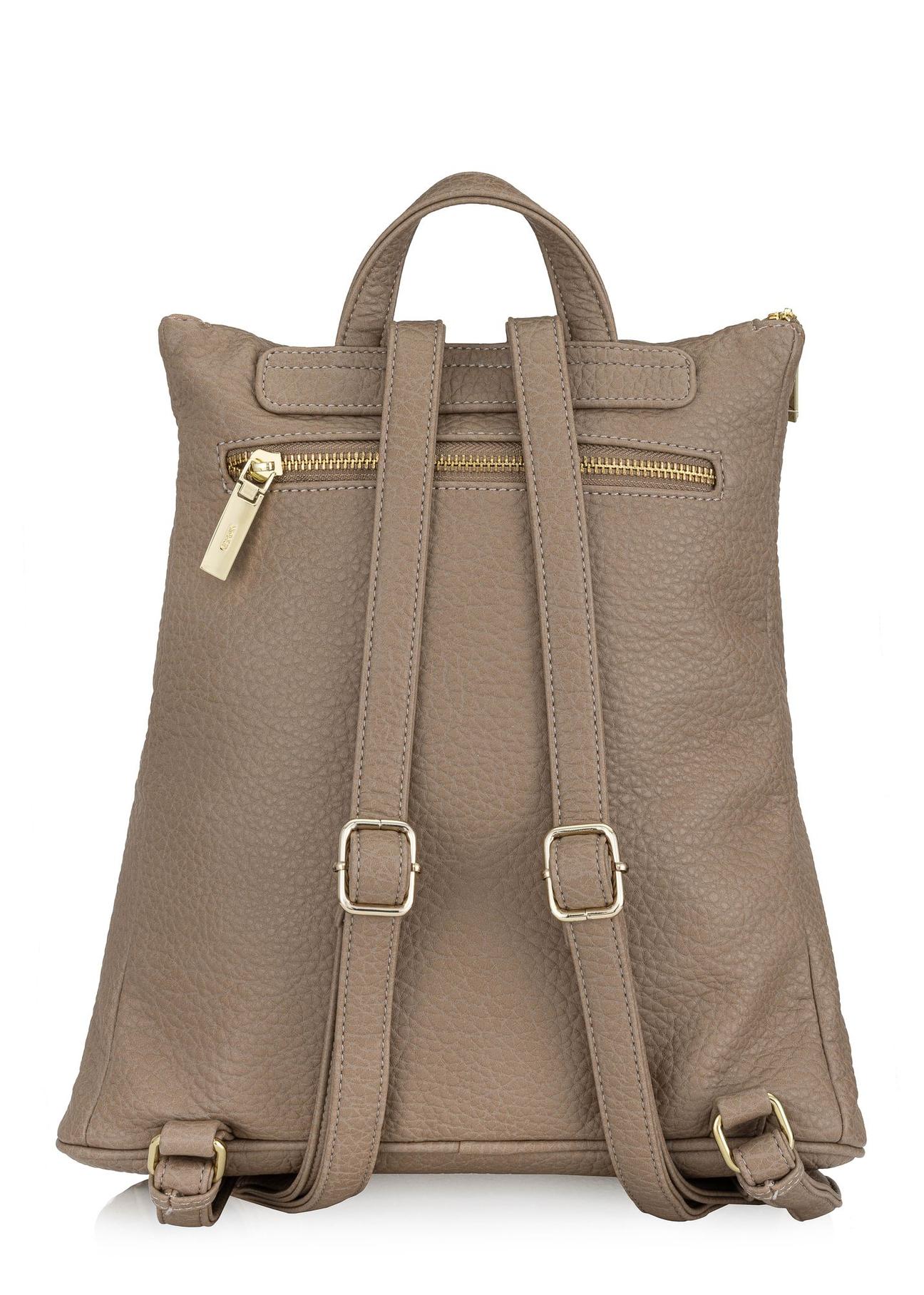 Beige women's backpack made of imitation leather TOREC-0846A-81(Z24)-04