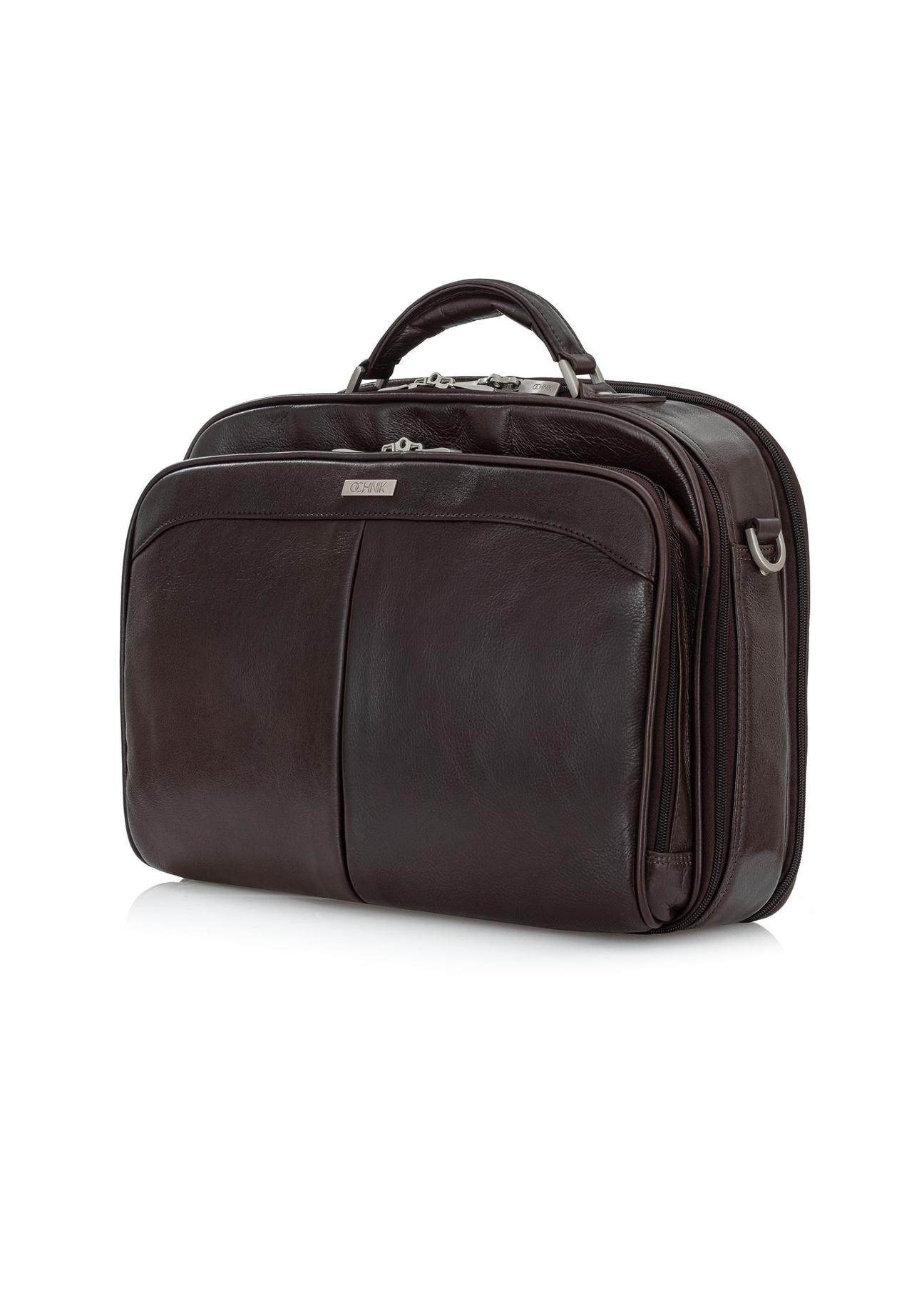 Dark brown leather business travel bag TB-214A-90(KS)-10