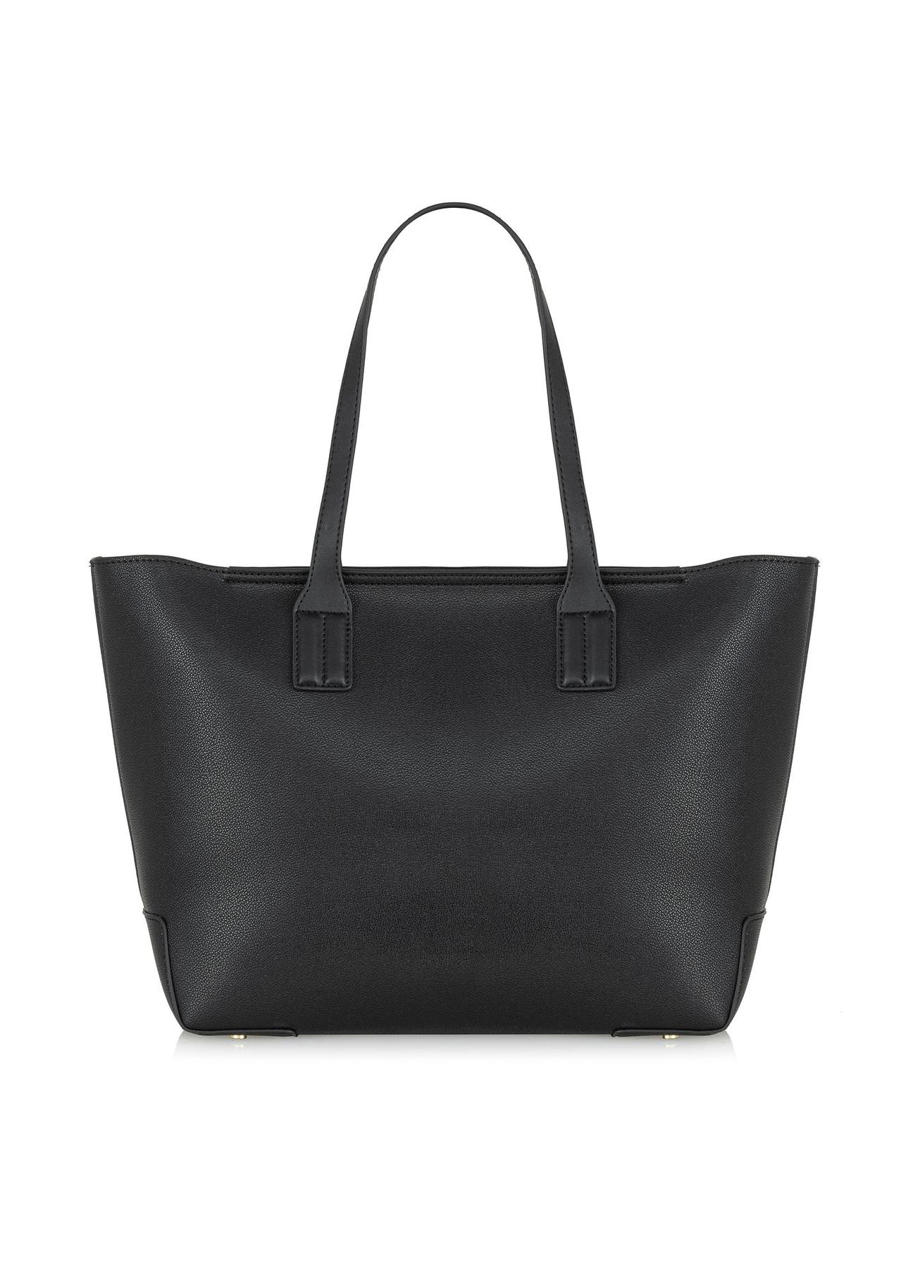 Black imitation leather shopper bag TOREC-0908-99(W24)-04