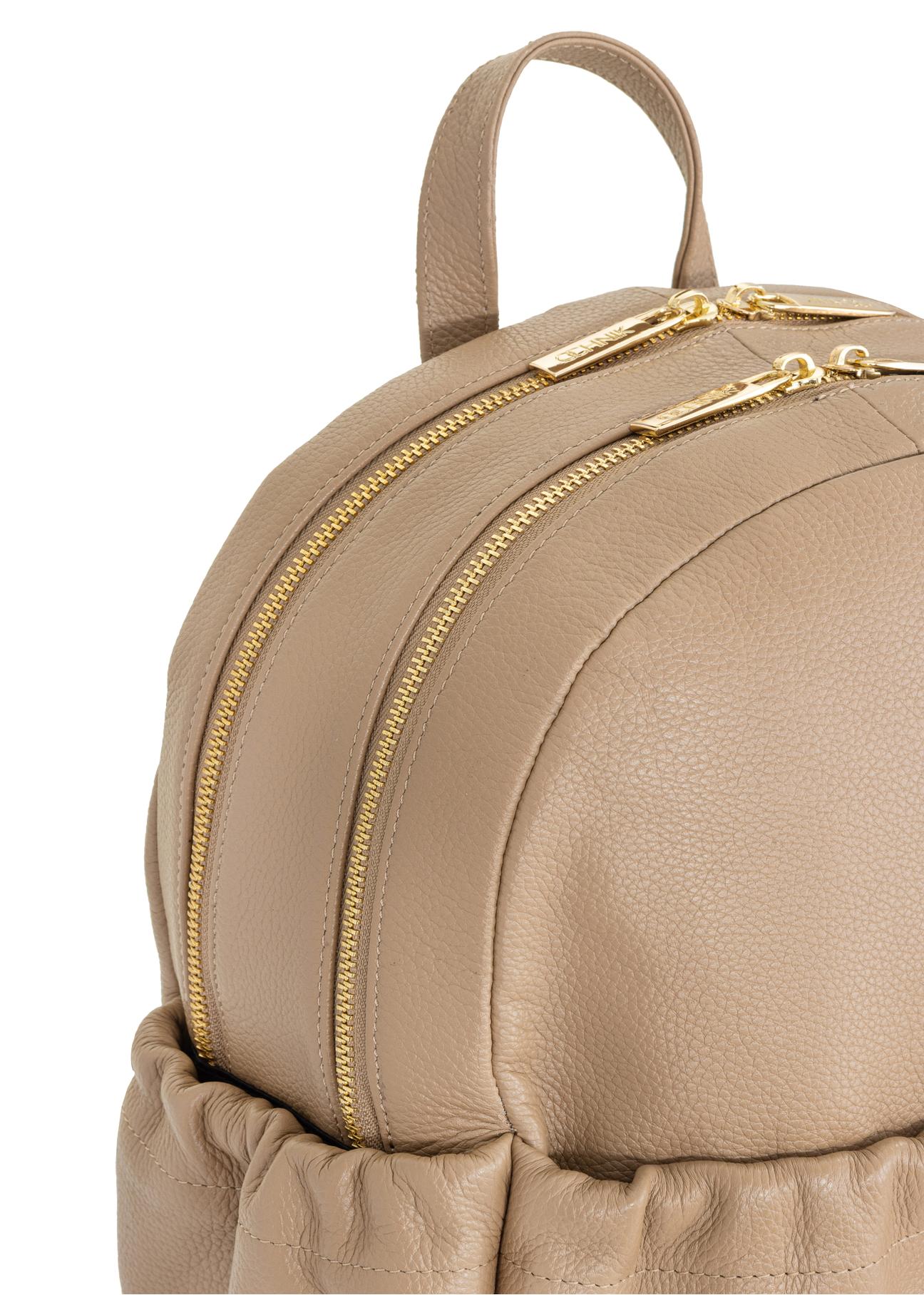 Beige leather women's backpack TORES-0914-81(W23)-04