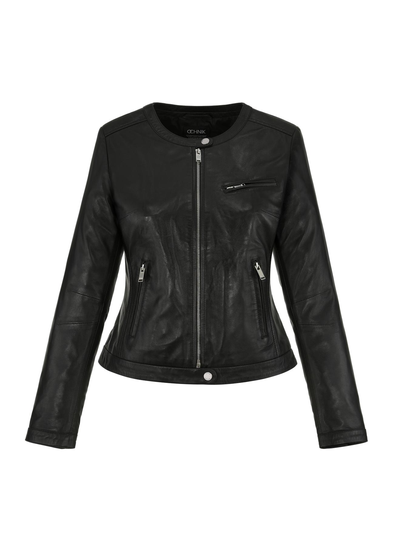 Women's black leather jacket KURDS-0154-1386(W24)-03