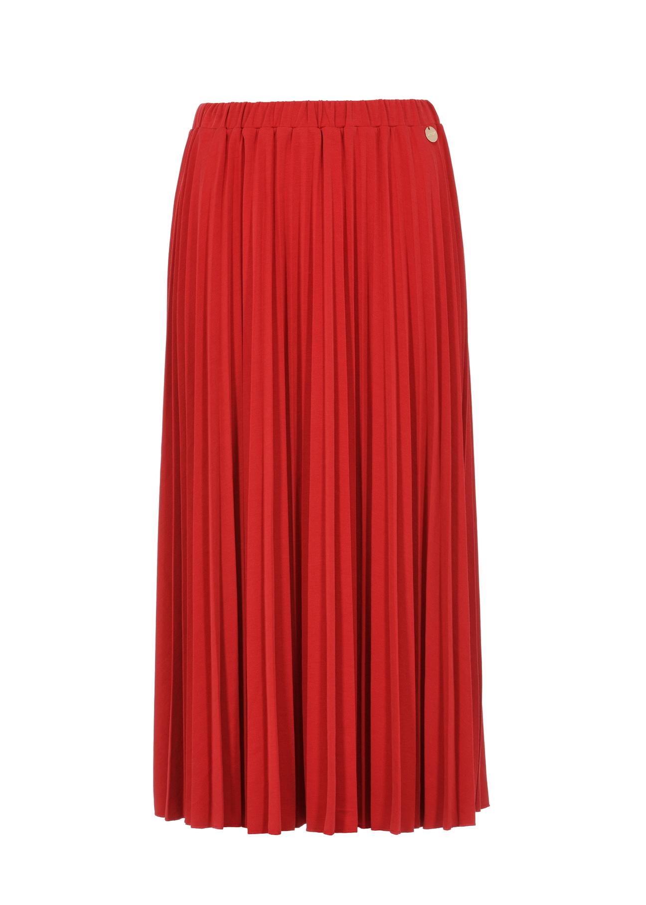 Long red pleated skirt SPCDT-0089-42(W24)-04