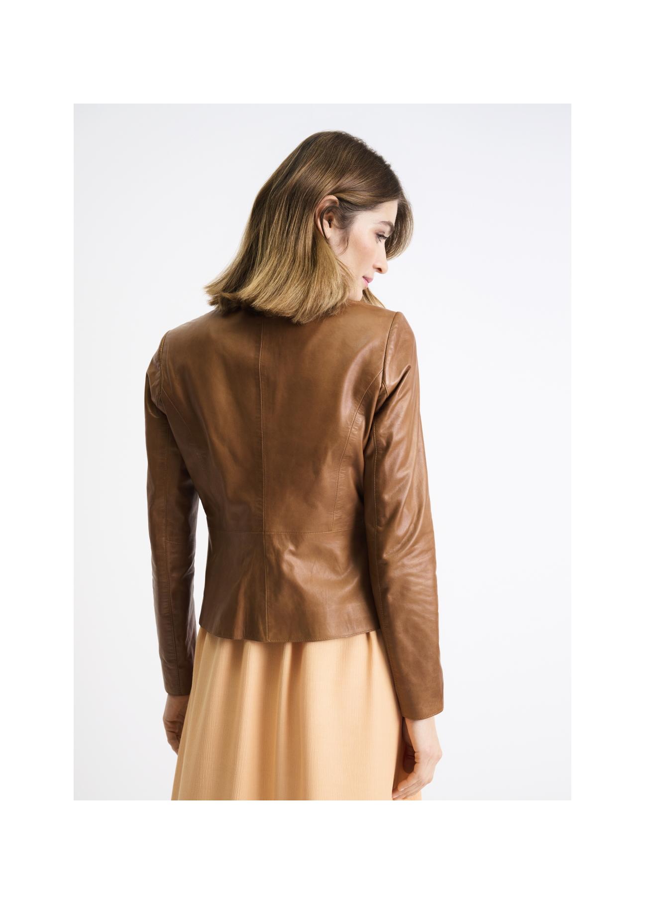 Women's cognac leather jacket KURDS-0232-1228(Z23)-05