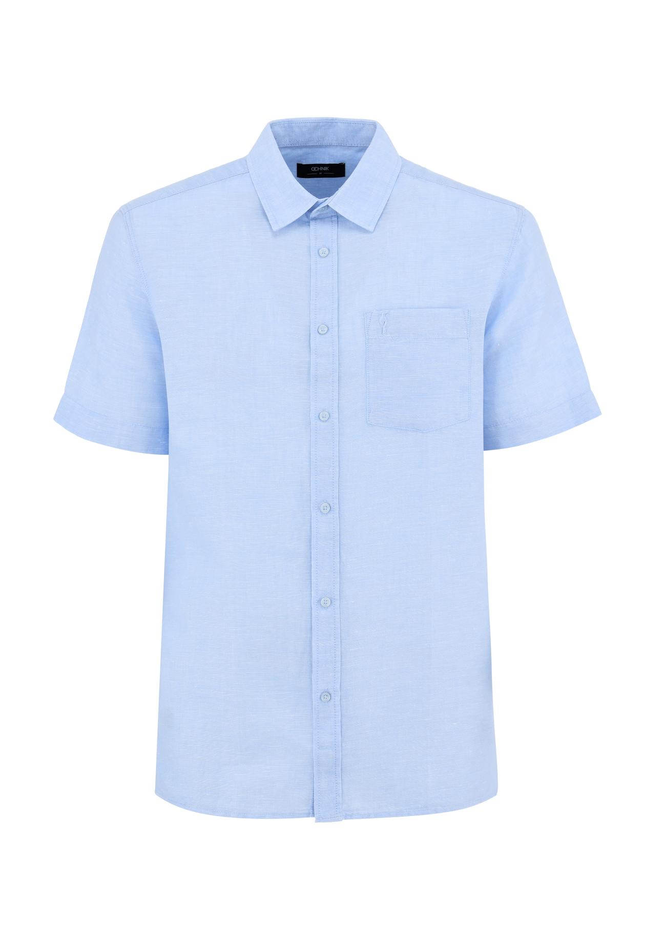 Blue short sleeve shirt for men KOSMT-0327-62(W24)-04