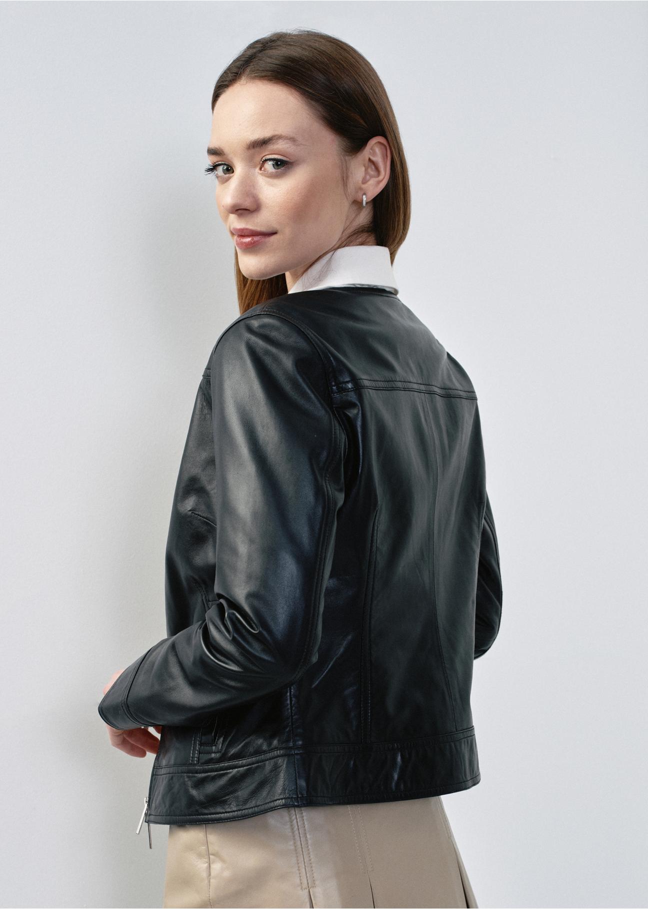 Women's black leather jacket KURDS-0468-5491(W24)-02