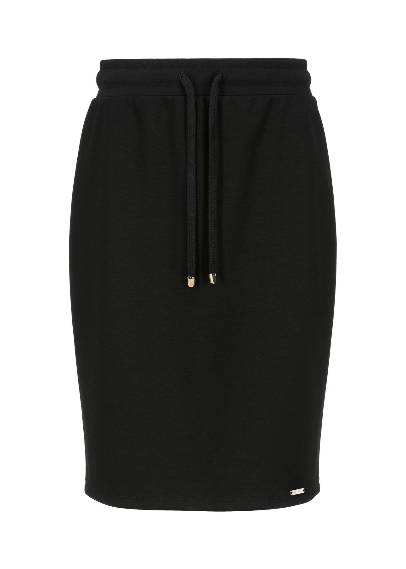 Black pencil skirt with ties SPCDT-0059-99(W23)-04