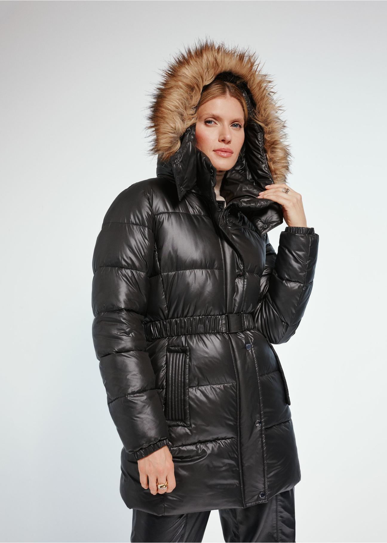 Black women's winter jacket KURDT-0540-99(Z24)-03